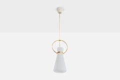 Swedish Designer, Pendant Light, Brass, Glass, Sweden, 1950s