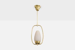 Swedish Designer, Pendant Light, Brass, Glass, Sweden, 1950s