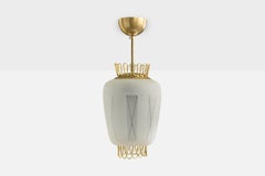 Swedish Designer, Pendant Light, Brass, Glass, Sweden, 1950s