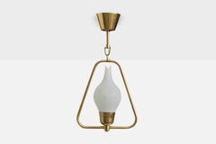 Design suédois, lampe à suspension, laiton, verre, Suède, années 1950