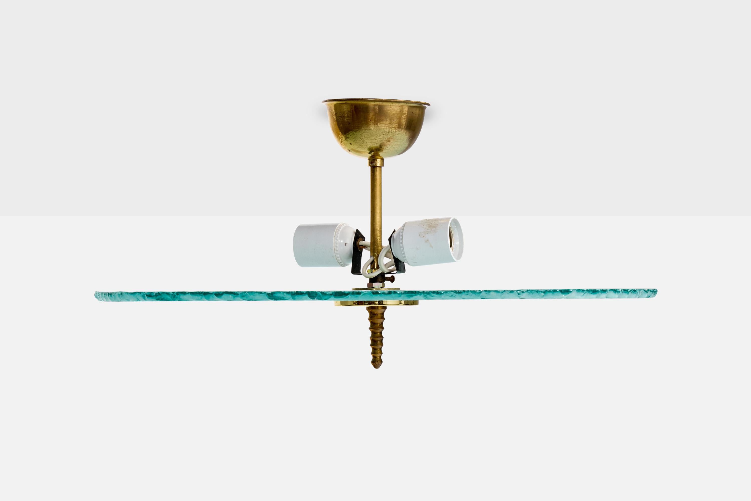 Mid-Century Modern Design suédois, lampe à suspension, laiton, verre, Suède, années 1950 en vente