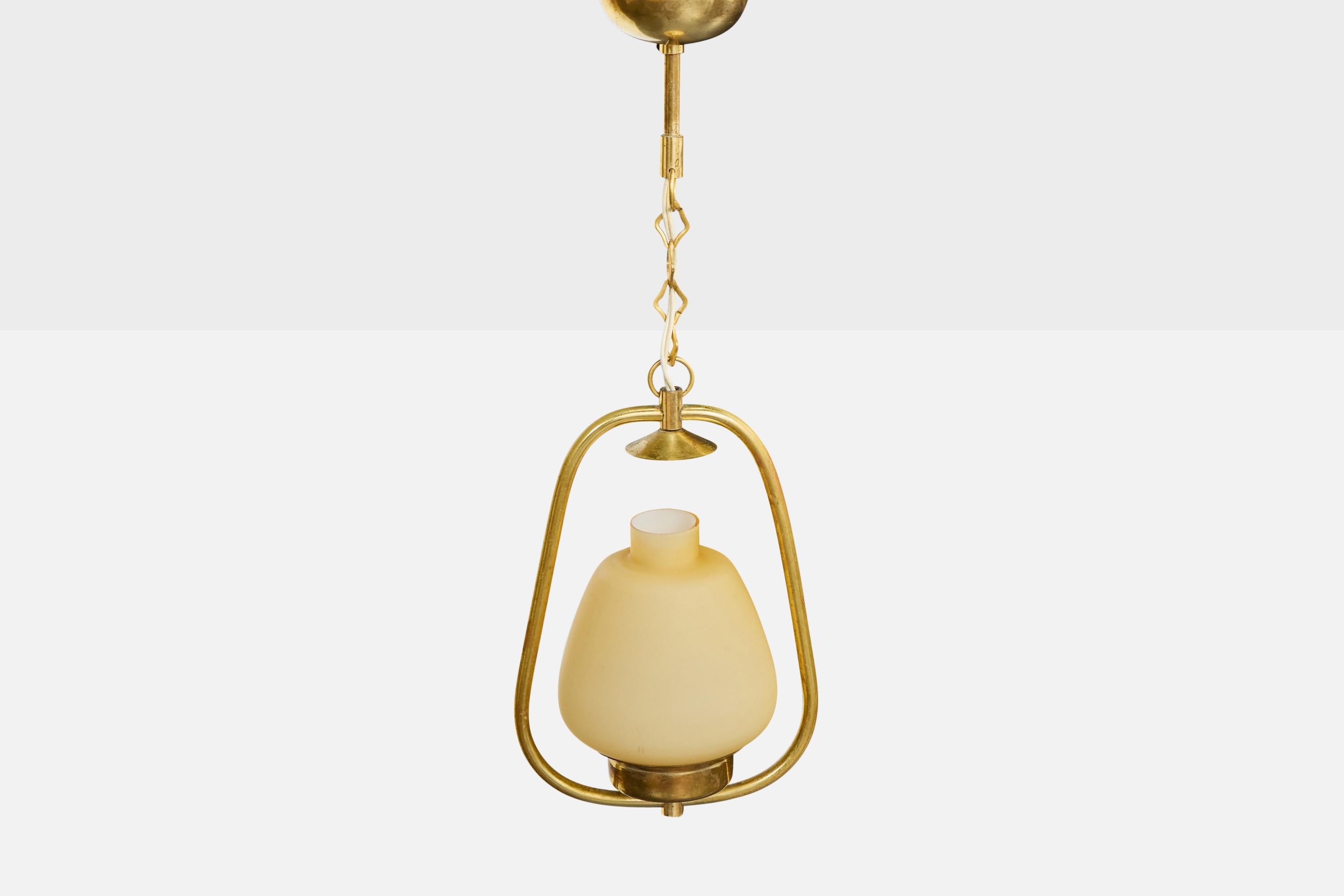 Diseñador sueco, lámpara colgante, latón, cristal, Suecia, años 1950 Sueco en venta