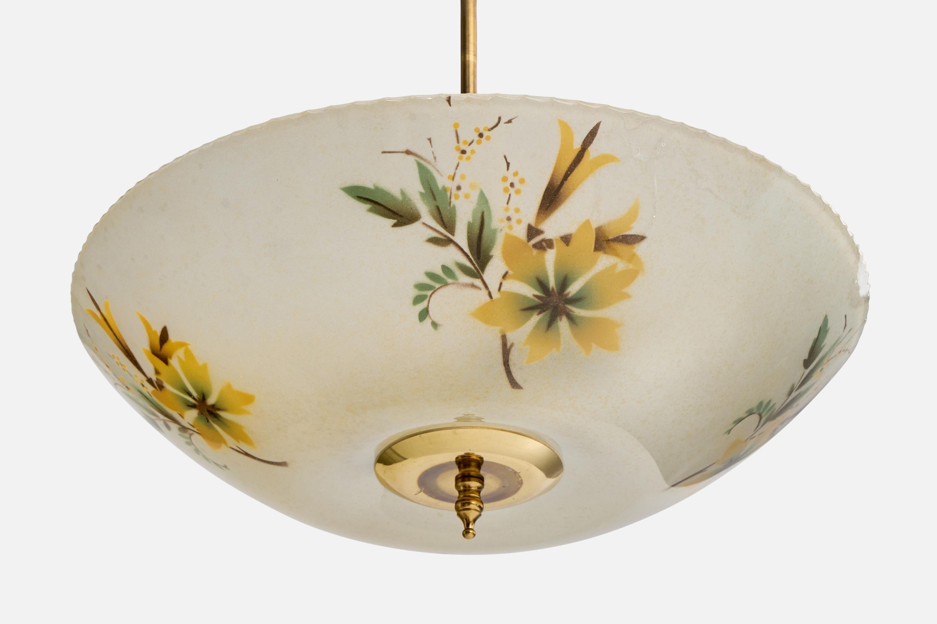 Design suédois, lampe à suspension, laiton, verre, Suède, années 1950 Bon état - En vente à High Point, NC