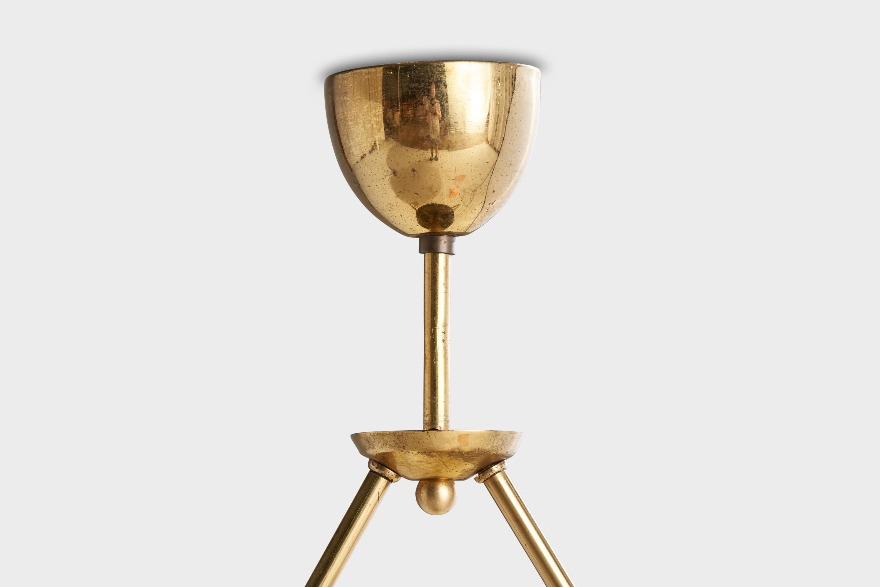 Laiton Design suédois, lampe à suspension, laiton, verre, Suède, années 1950 en vente