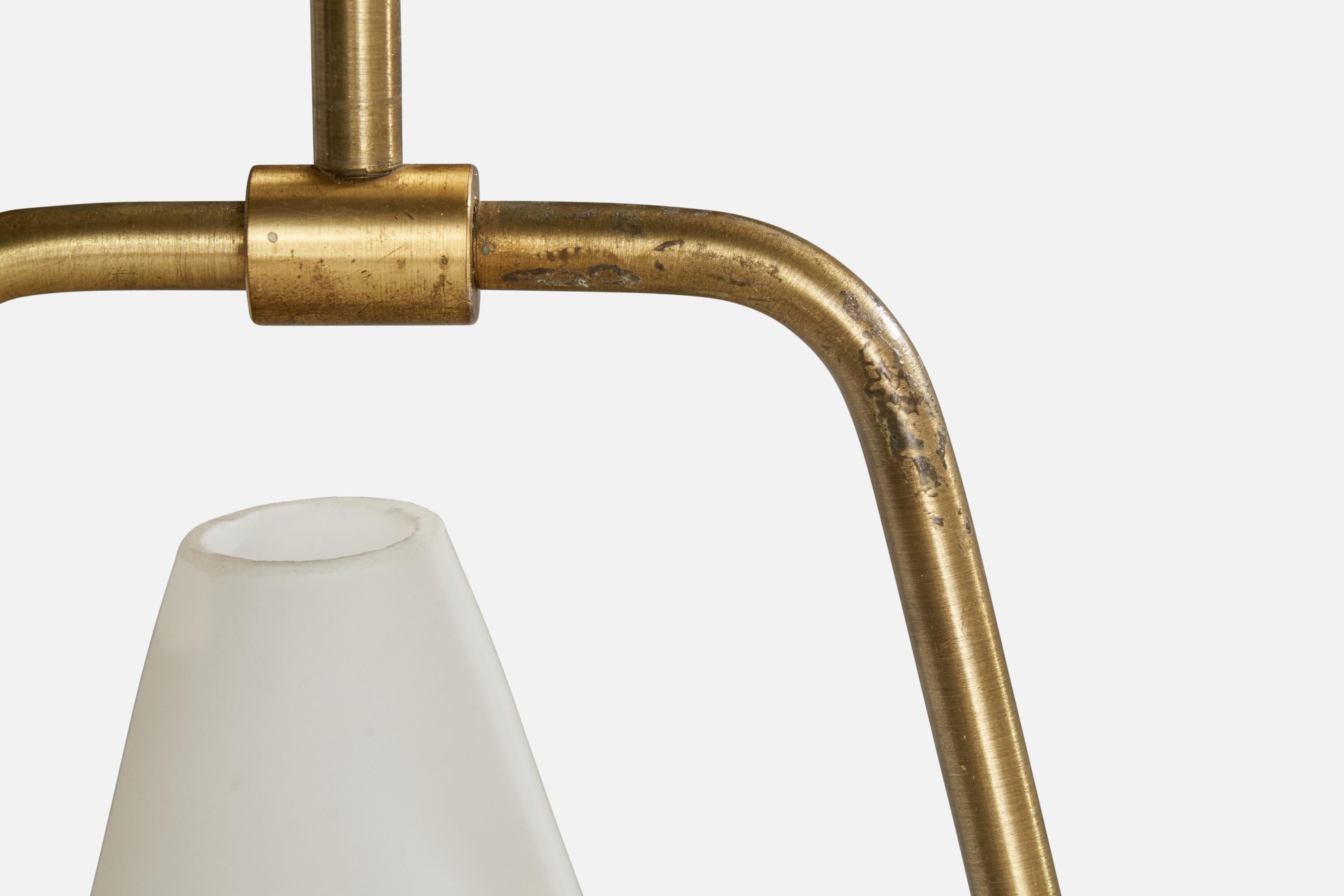 Schwedische Designer-Hängelampe, Messing, Glas, Schweden, 1950er Jahre im Angebot 1