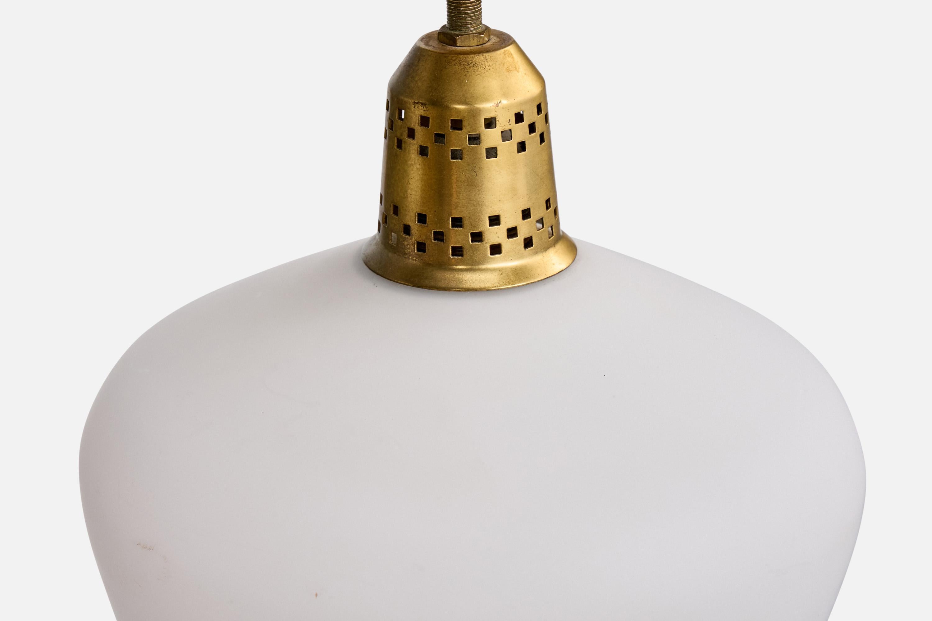 Schwedische Designer-Hängelampe, Messing, Glas, Schweden, 1950er Jahre im Angebot 1