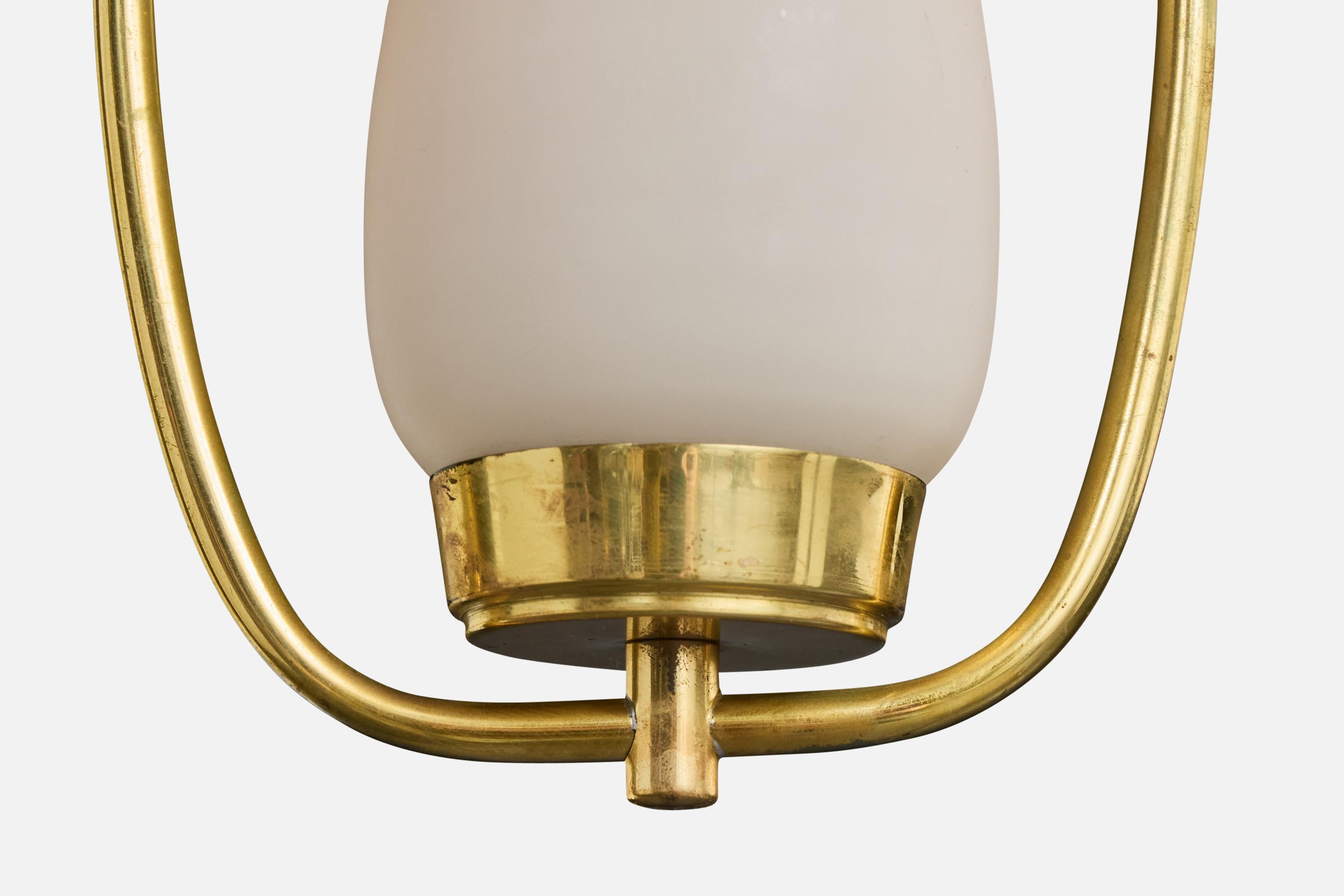 Schwedische Designer-Hängelampe, Messing, Glas, Schweden, 1950er Jahre im Angebot 1