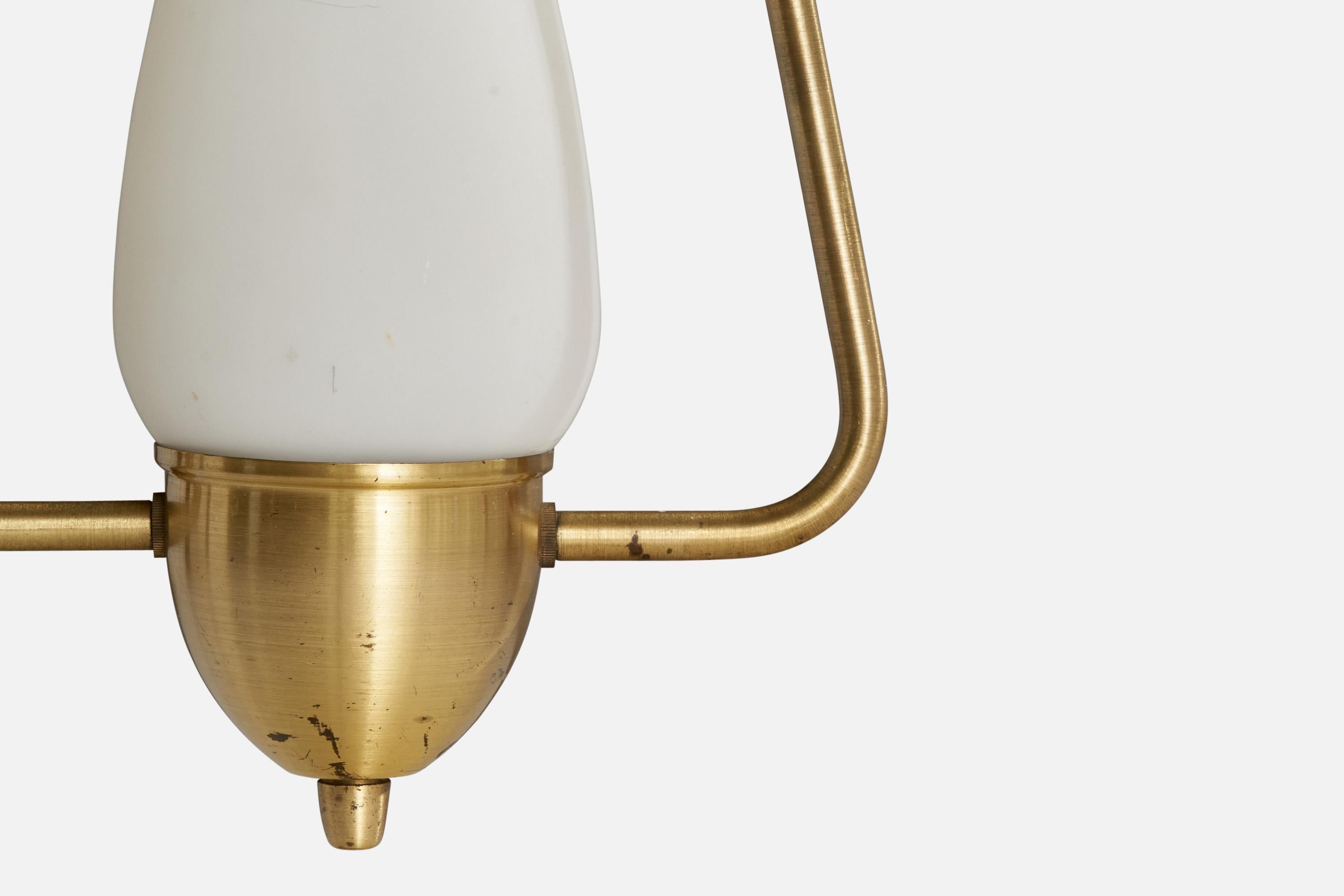 Schwedische Designer-Hängelampe, Messing, Glas, Schweden, 1950er Jahre im Angebot 2
