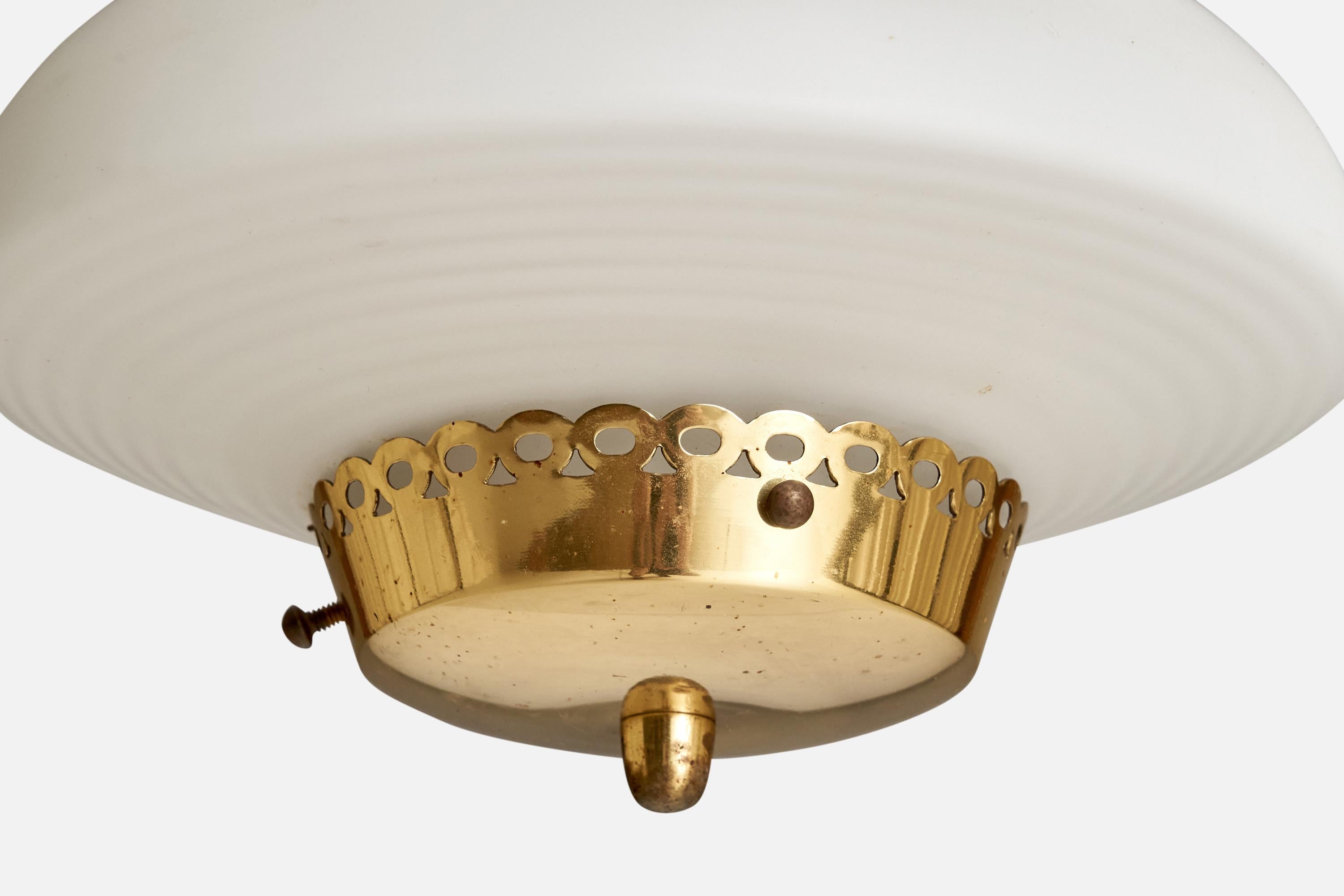Schwedische Designer-Hängelampe, Messing, Glas, Schweden, 1950er Jahre im Angebot 2
