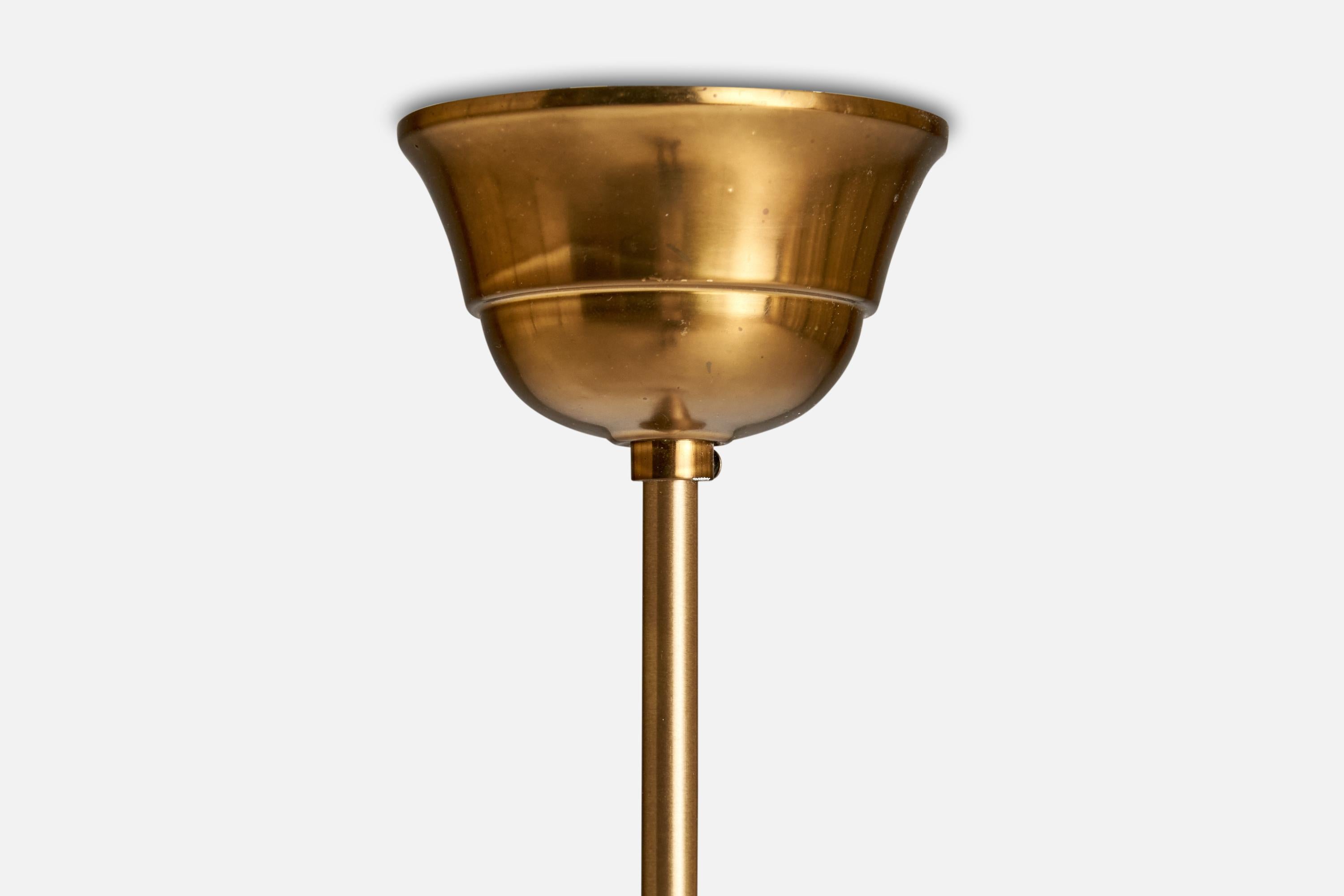 Schwedische Designer-Hängelampe, Messing, Glas, Schweden, 1950er Jahre im Angebot 2
