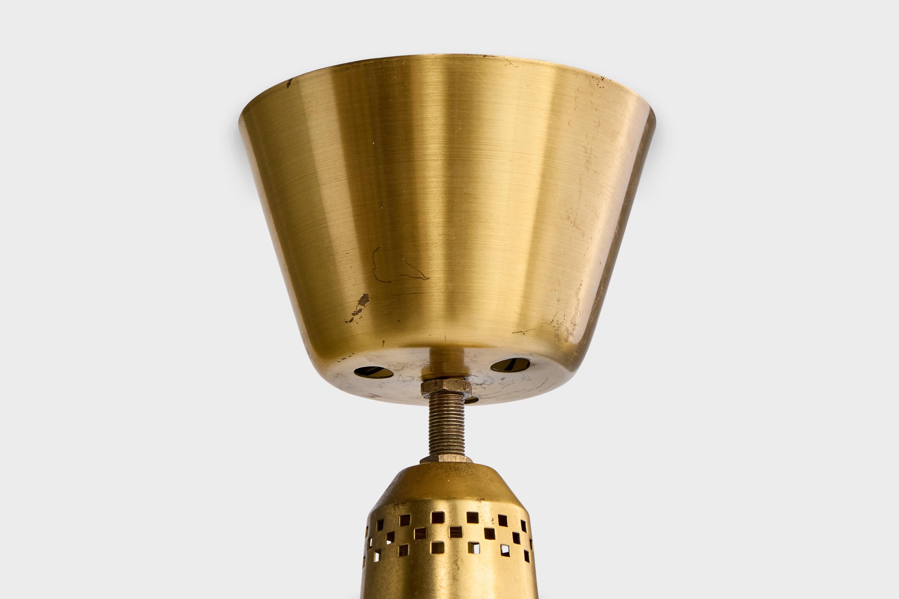 Schwedische Designer-Hängelampe, Messing, Glas, Schweden, 1950er Jahre im Angebot 2