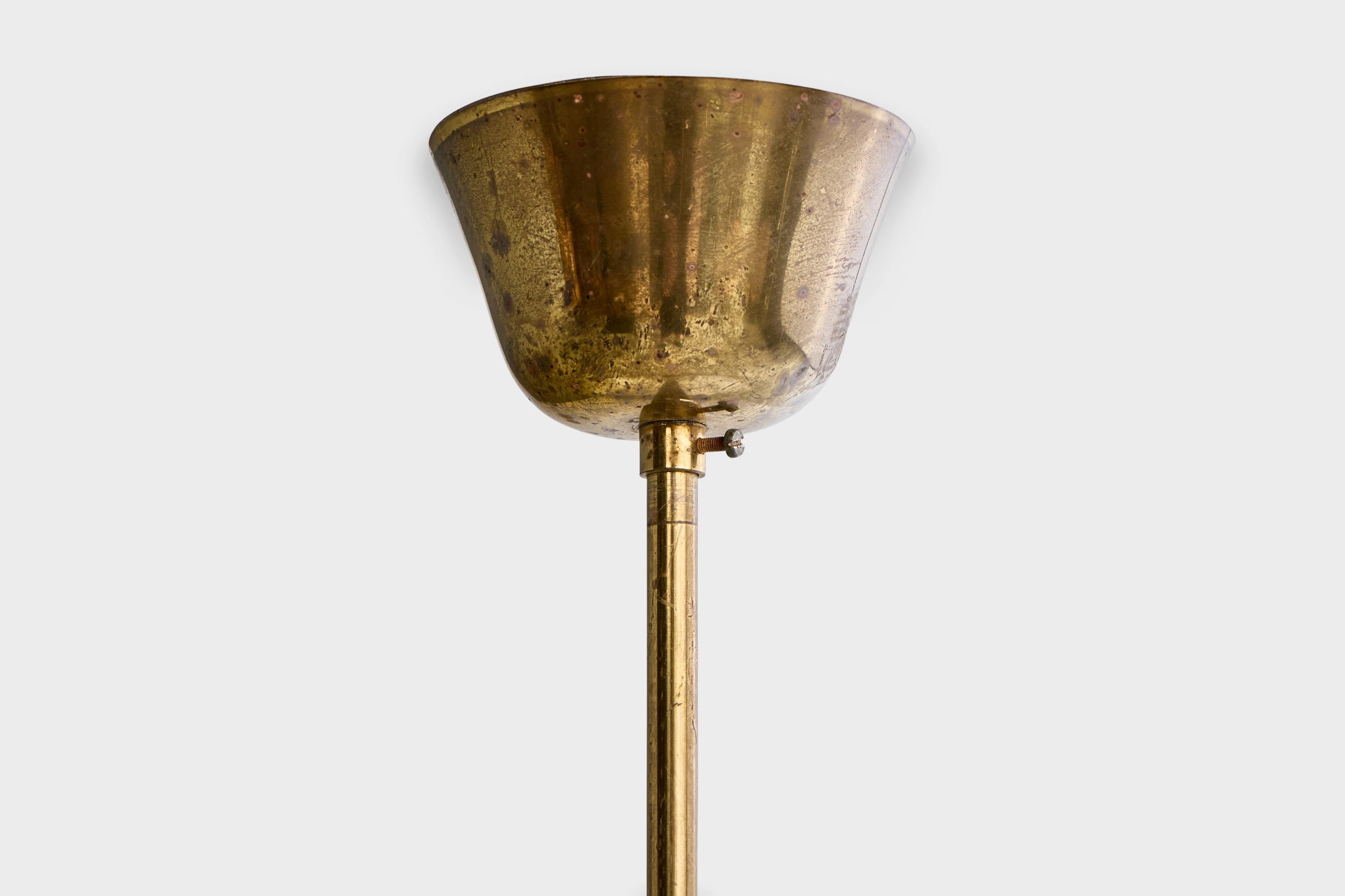 Laiton Design suédois, lampe à suspension, laiton, verre, Suède, années 1950 en vente