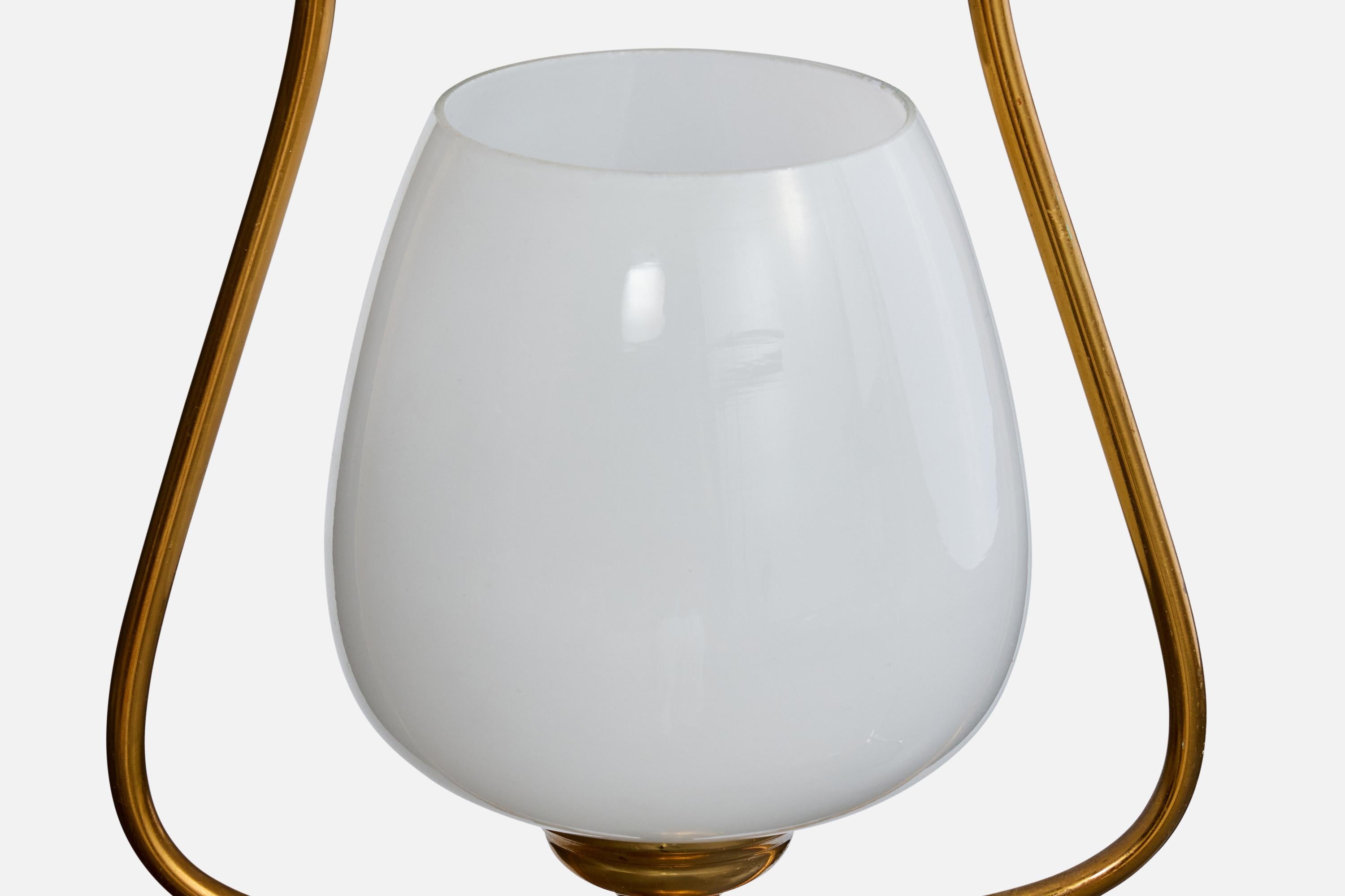 Schwedische Designer-Hängelampe, Messing, Glas, Schweden, 1950er Jahre im Angebot 2