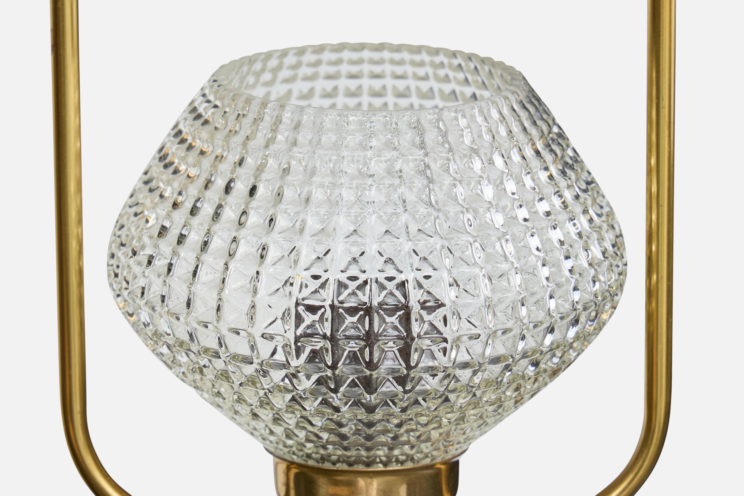 Designer svedese, lampada a sospensione, ottone, vetro, Svezia, anni '1950 in vendita 1