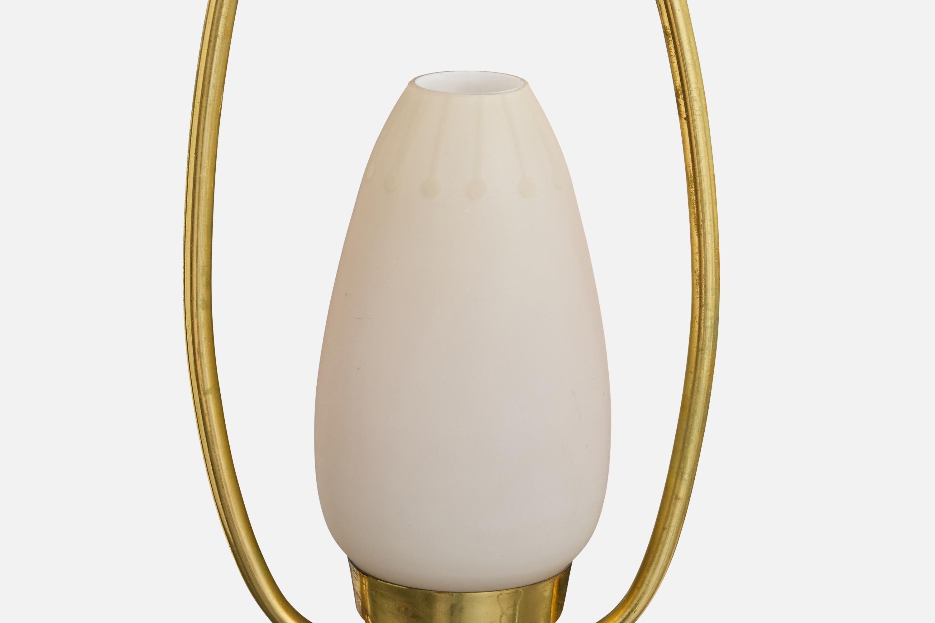 Schwedische Designer-Hängelampe, Messing, Glas, Schweden, 1950er Jahre im Angebot 2