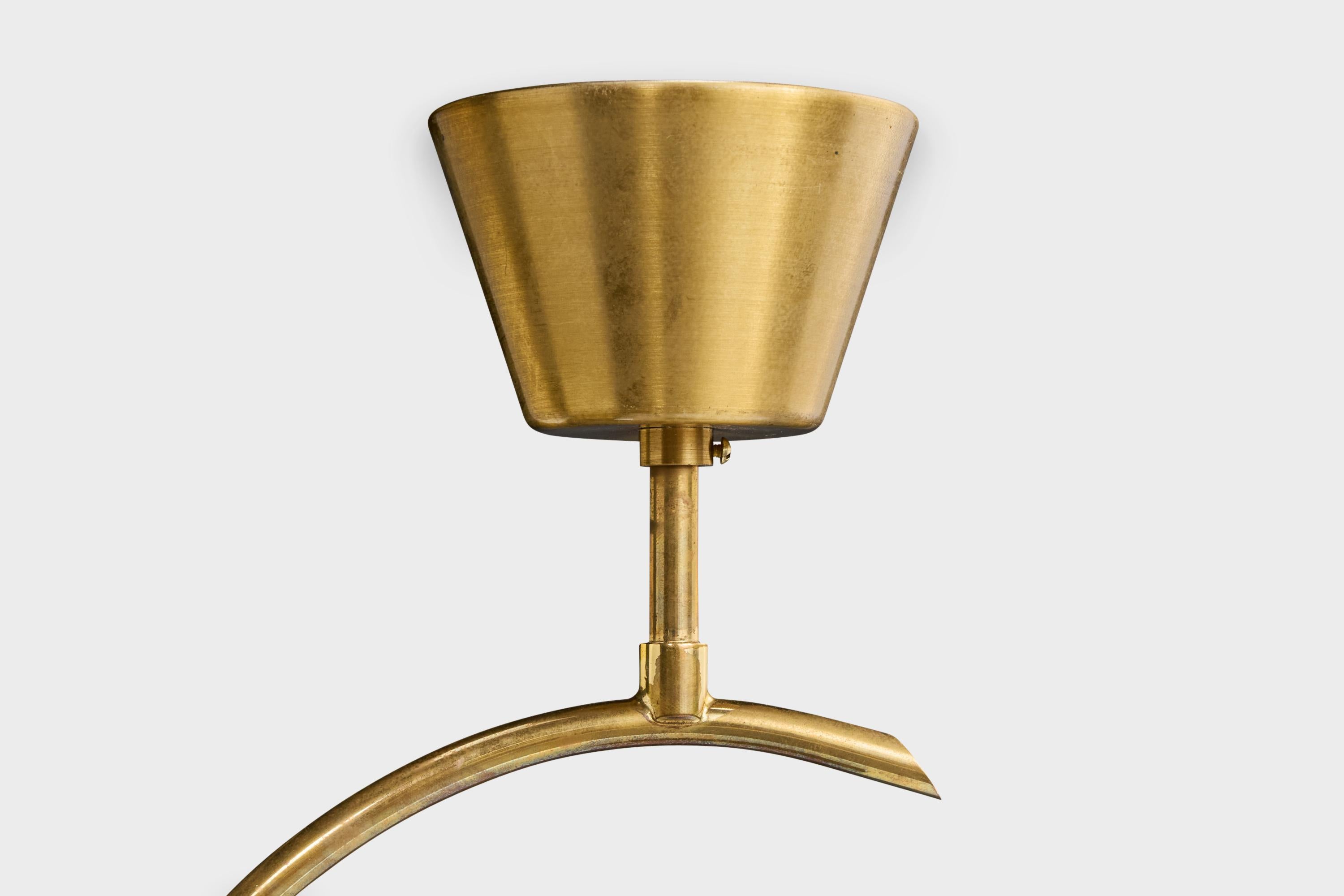 Laiton Design suédois, lampe à suspension, laiton, verre, Suède, années 1950 en vente