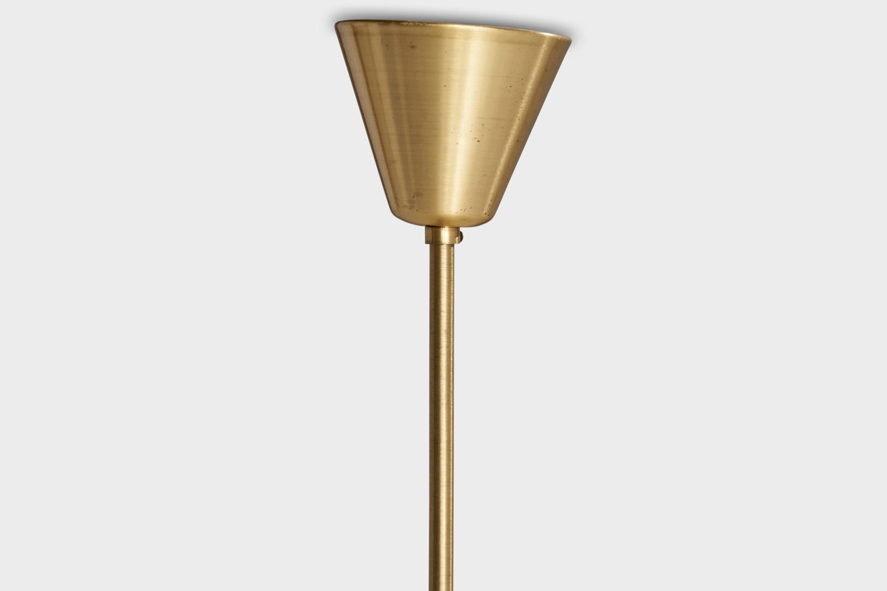 Schwedische Designer-Hängelampe, Messing, Glas, Schweden, 1950er Jahre im Angebot 3
