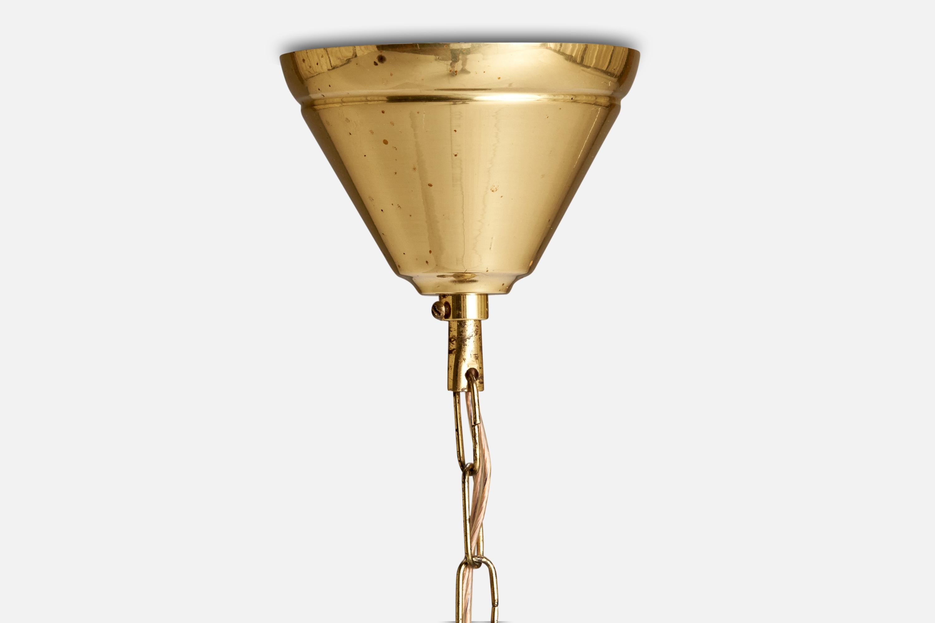 Schwedische Designer-Hängelampe, Messing, Glas, Schweden, 1950er Jahre im Angebot 3