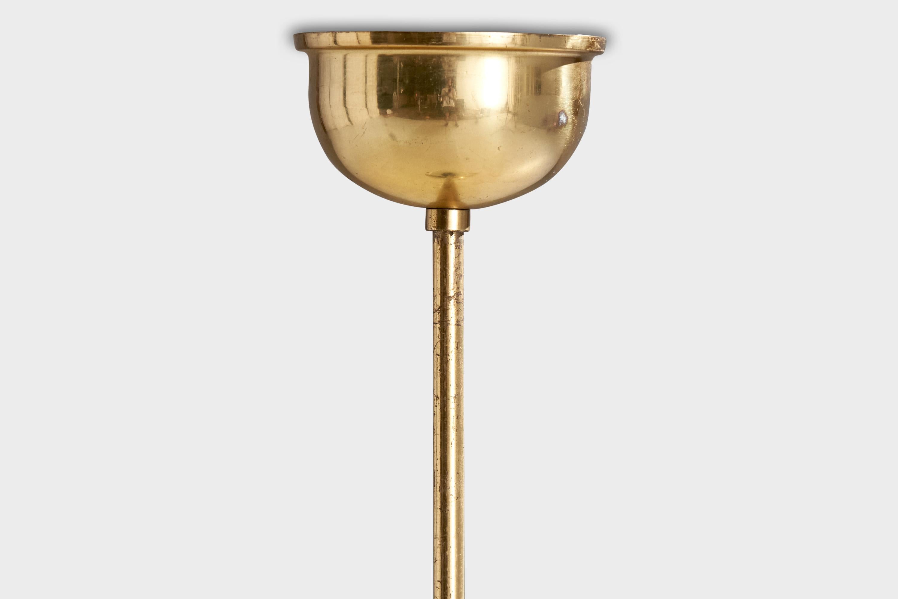 Design suédois, lampe à suspension, laiton, verre, Suède, années 1950 en vente 1