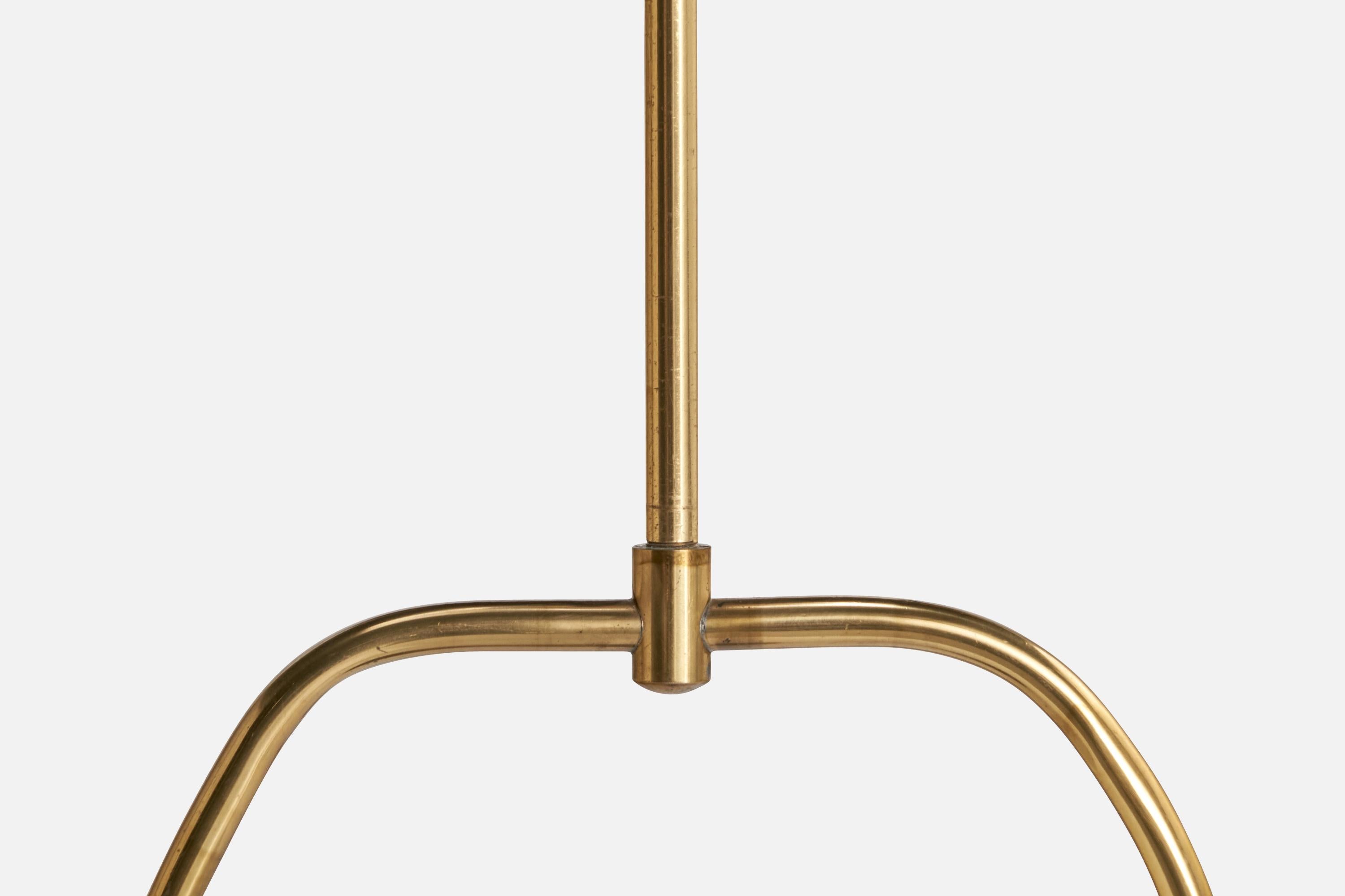 Swedish Designer, Pendant Light, Brass, Glass, Sweden, 1950s For Sale 3