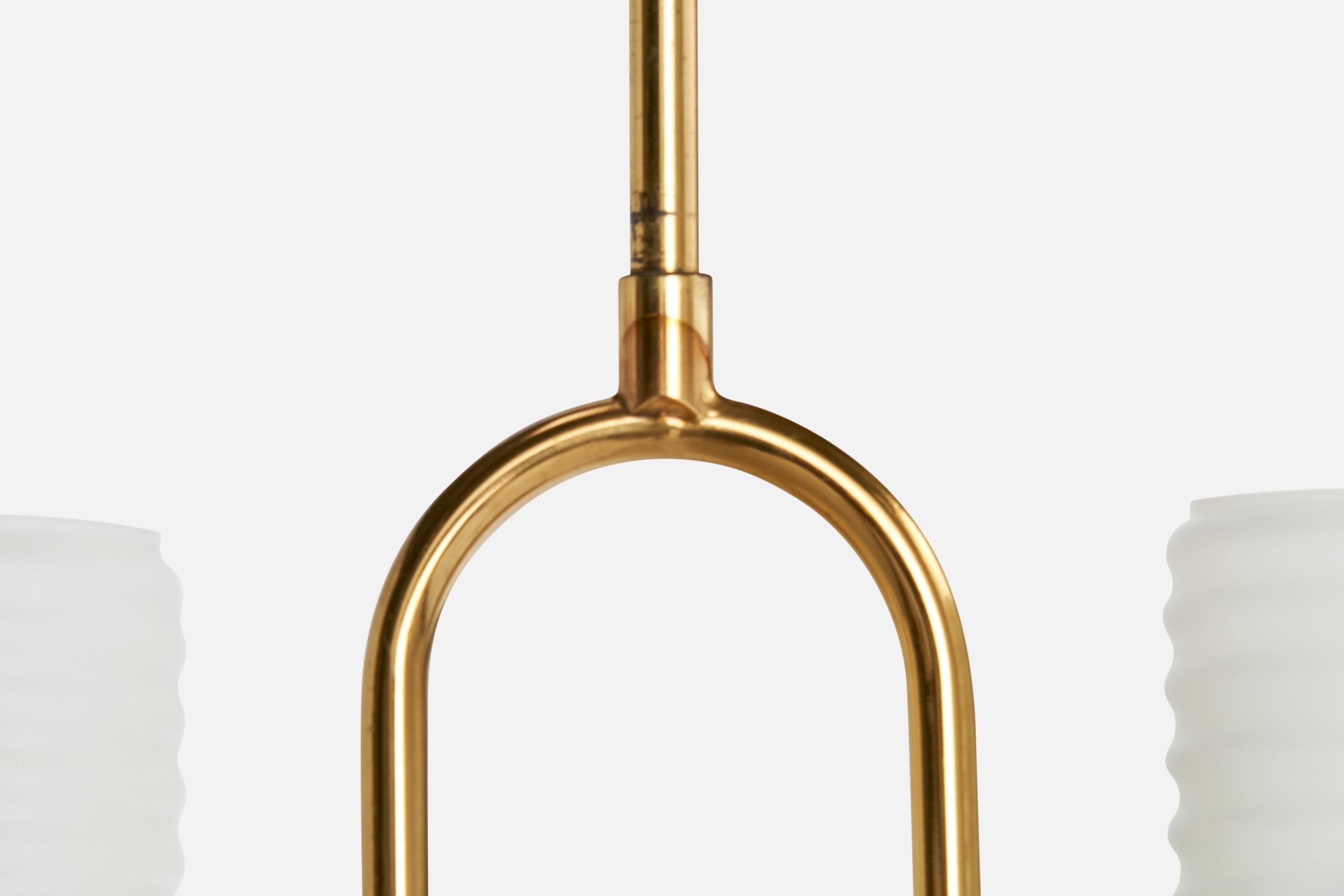 Design suédois, lampe à suspension, laiton, verre, Suède, années 1950 en vente 1