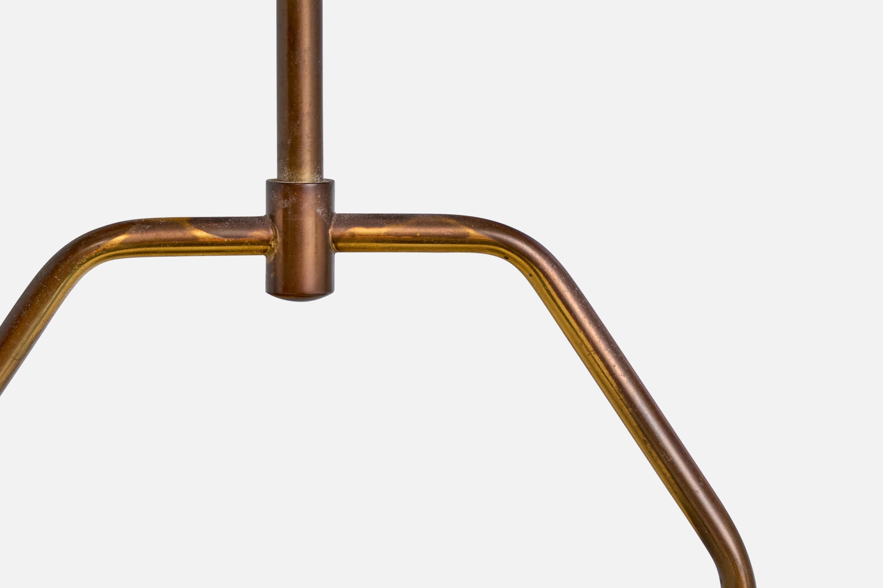 Swedish Designer, Pendant Light, Brass, Glass, Sweden, 1950s For Sale 4
