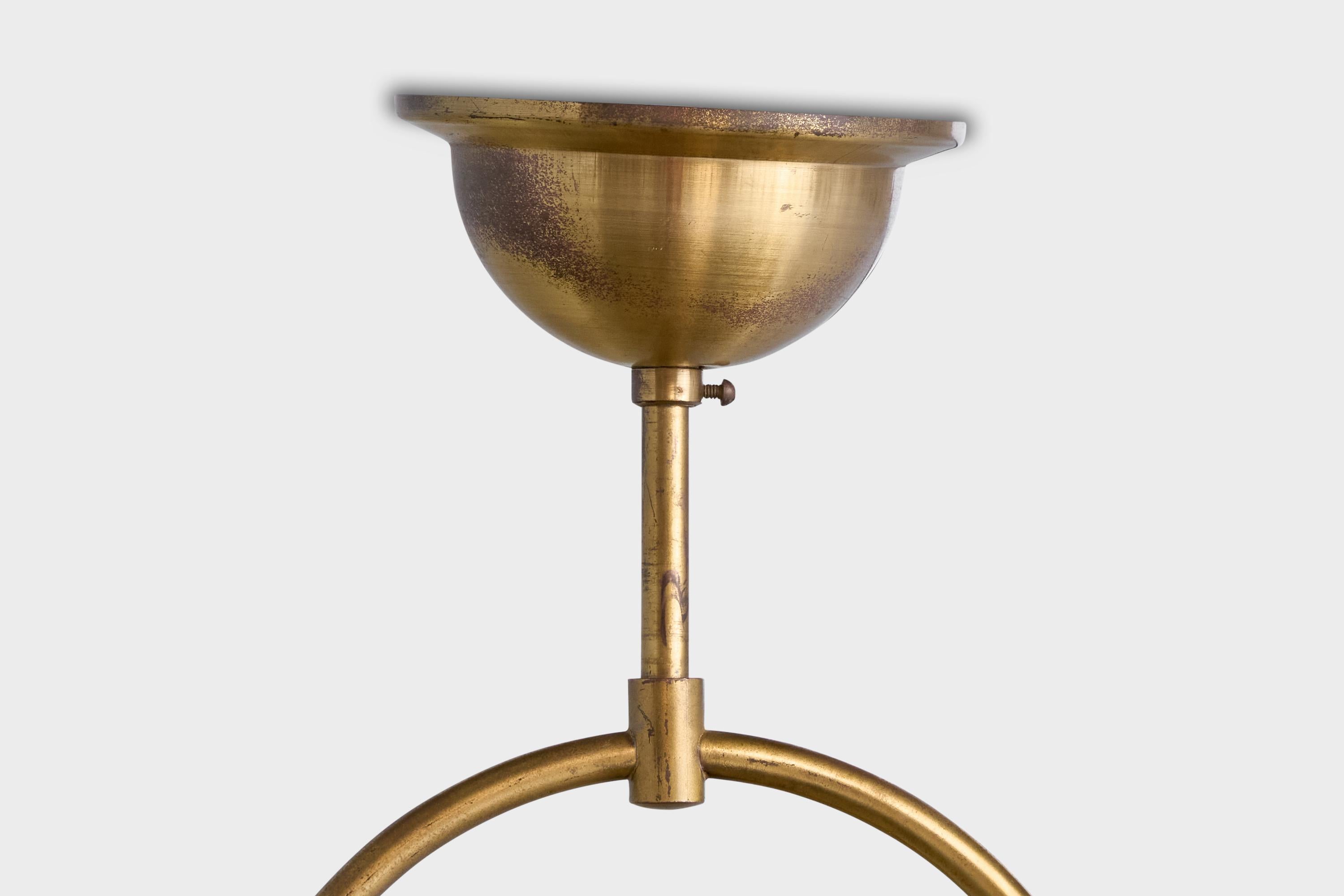 Designer svedese, lampada a sospensione, ottone, vetro, Svezia, anni '1950 in vendita 1