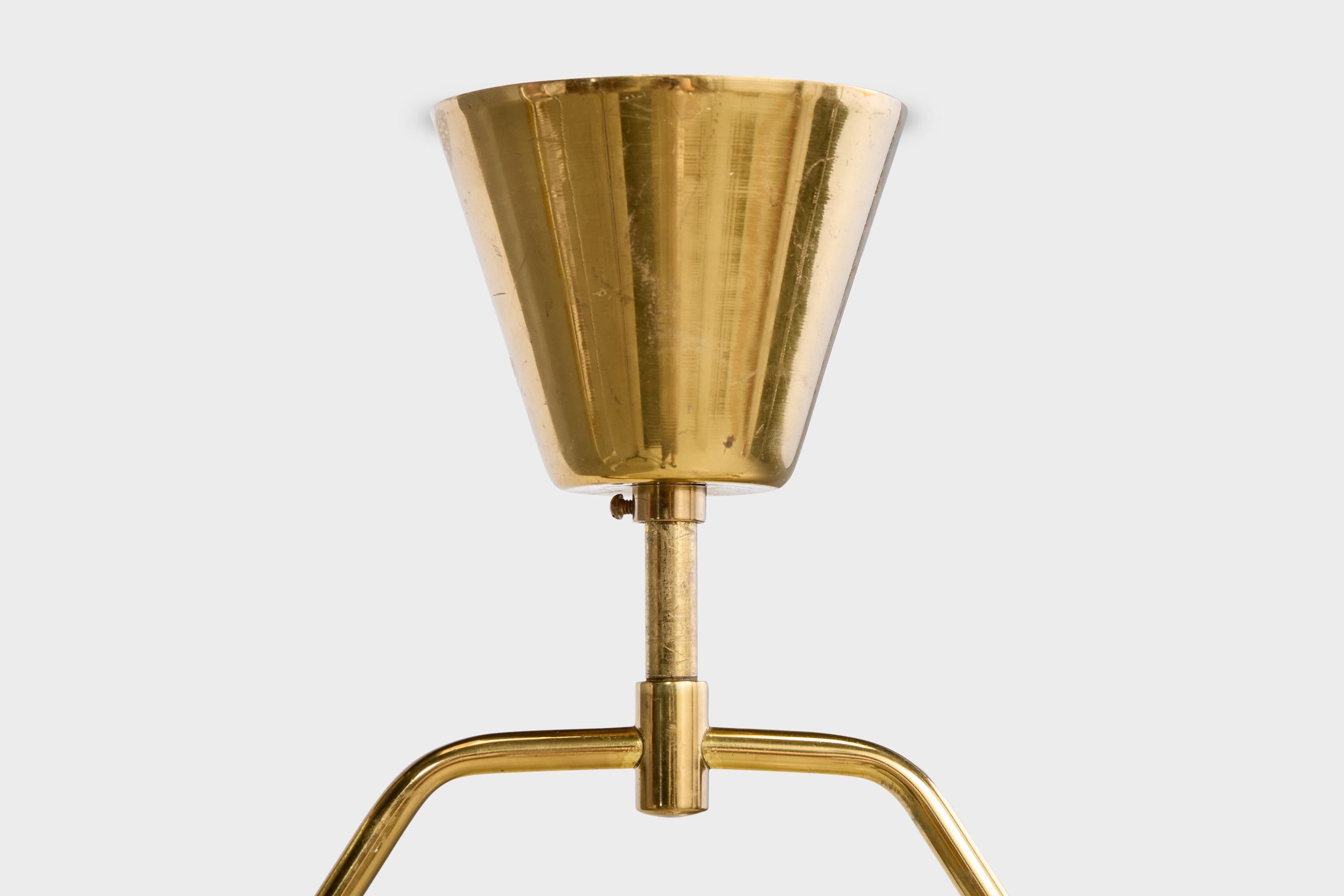 Design suédois, lampe à suspension, laiton, verre, Suède, années 1950 en vente 1