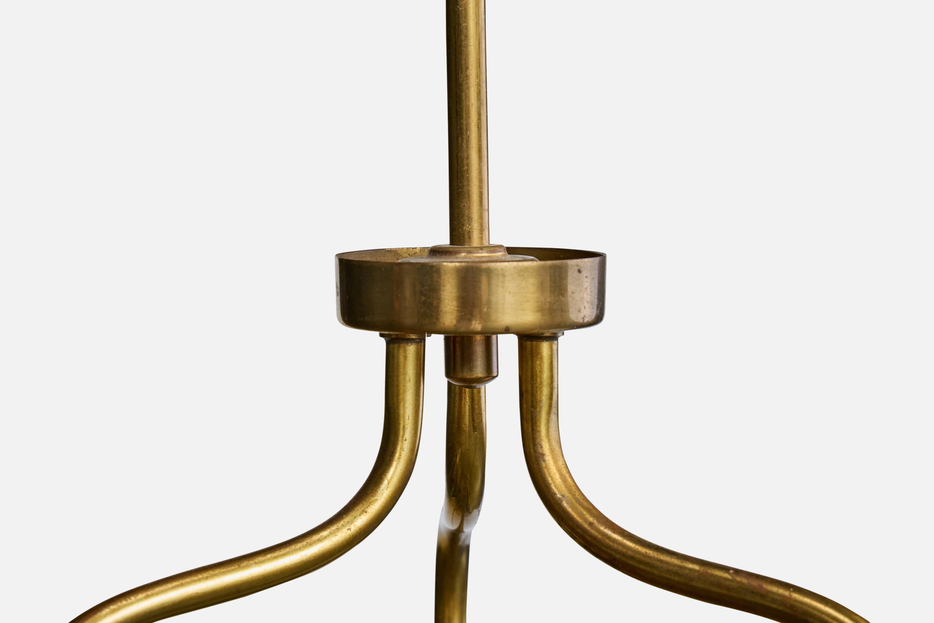 Designer svedese, lampada a sospensione, ottone, vetro, Svezia, anni '1950 in vendita 1
