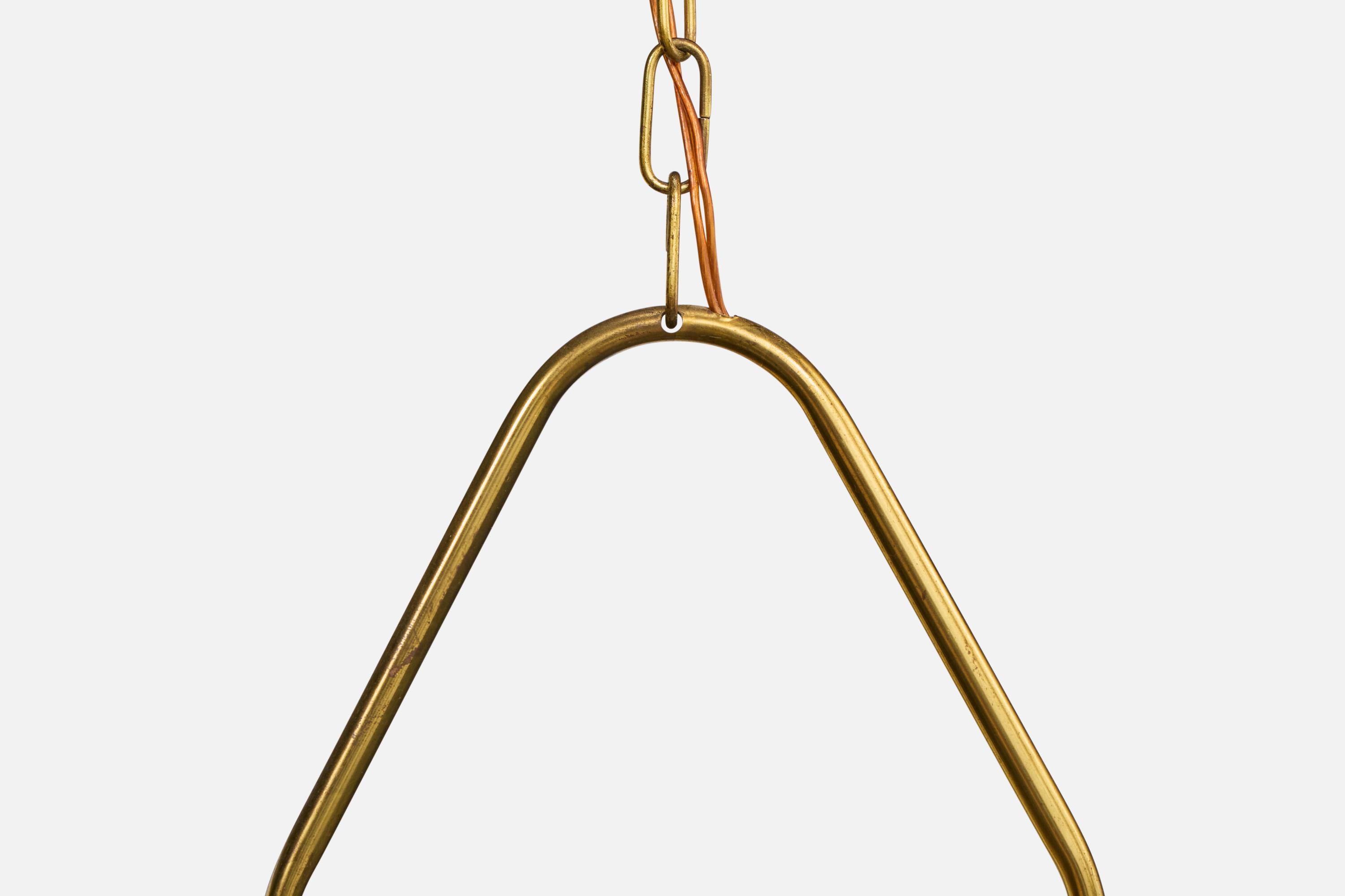 Designer svedese, lampada a sospensione, ottone, vetro, Svezia, anni '1950 in vendita 2