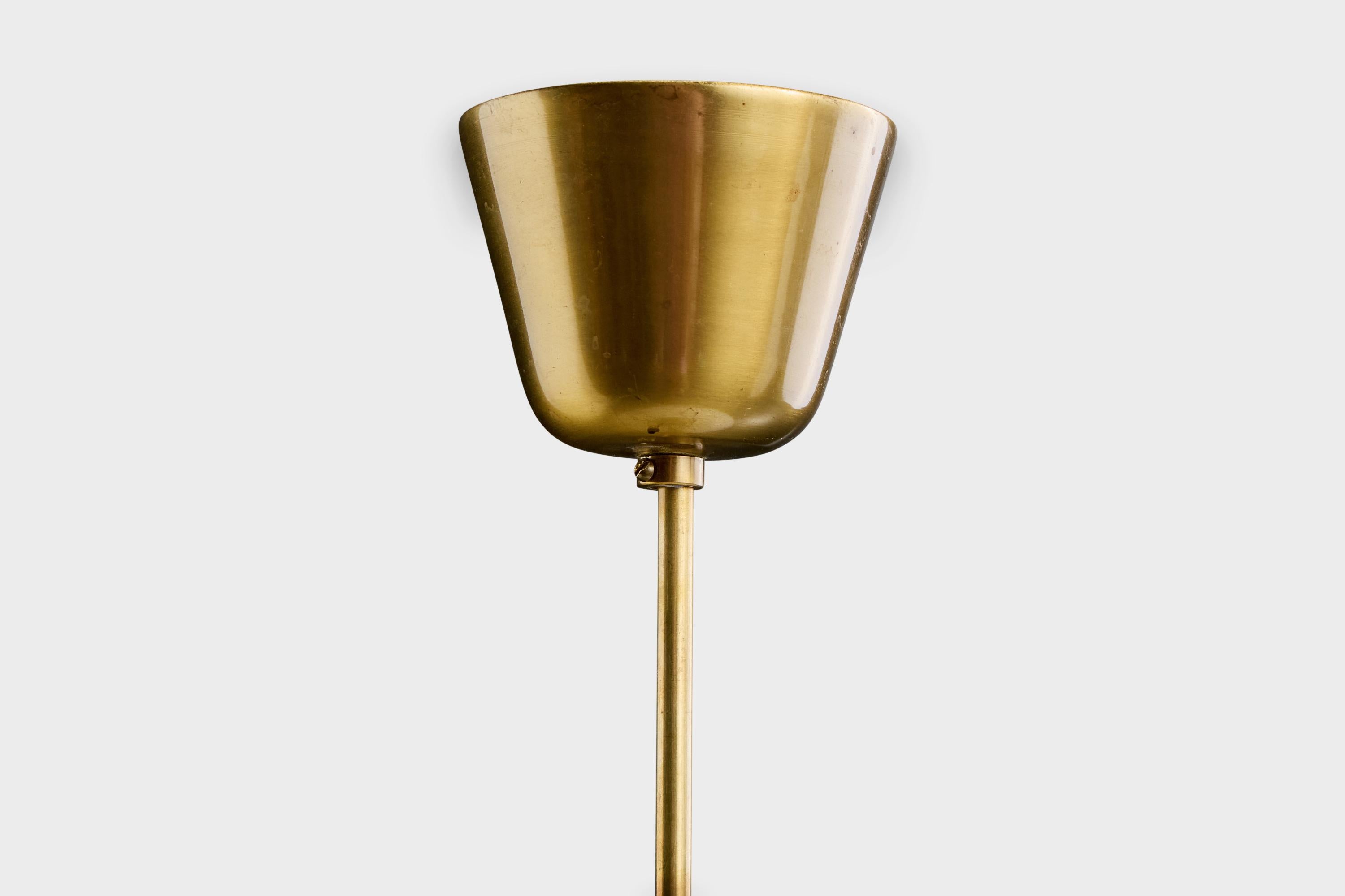Design suédois, lampe à suspension, laiton, verre, Suède, années 1950 en vente 1