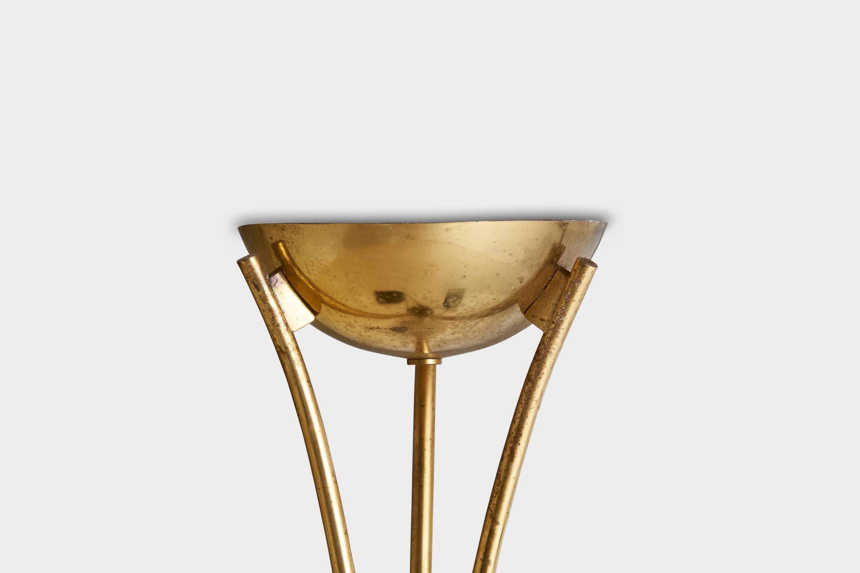 Swedish Designer, Pendant Light, Brass, Glass, Sweden, 1950s For Sale 4