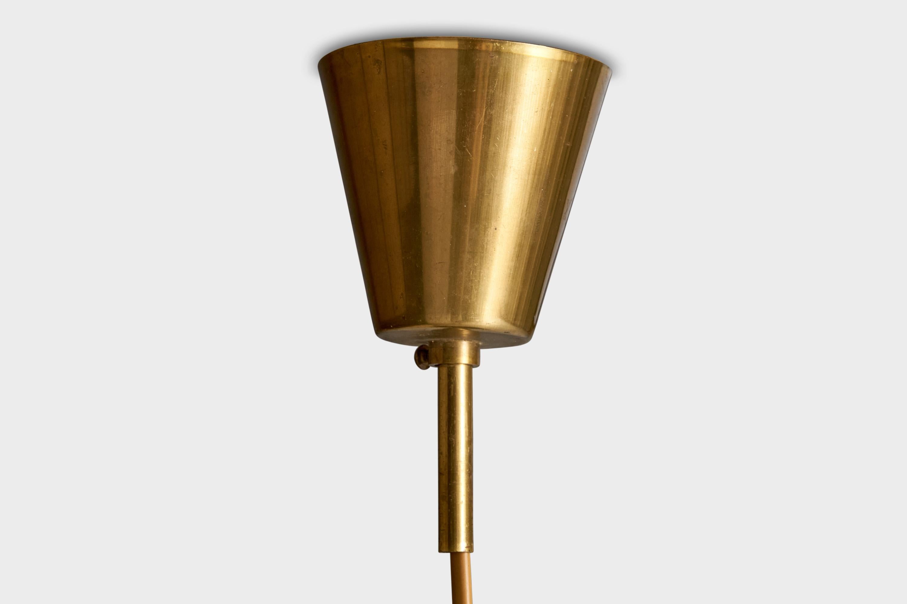 Designer svedese, lampada a sospensione, ottone, vetro, Svezia, anni '1950 in vendita 2