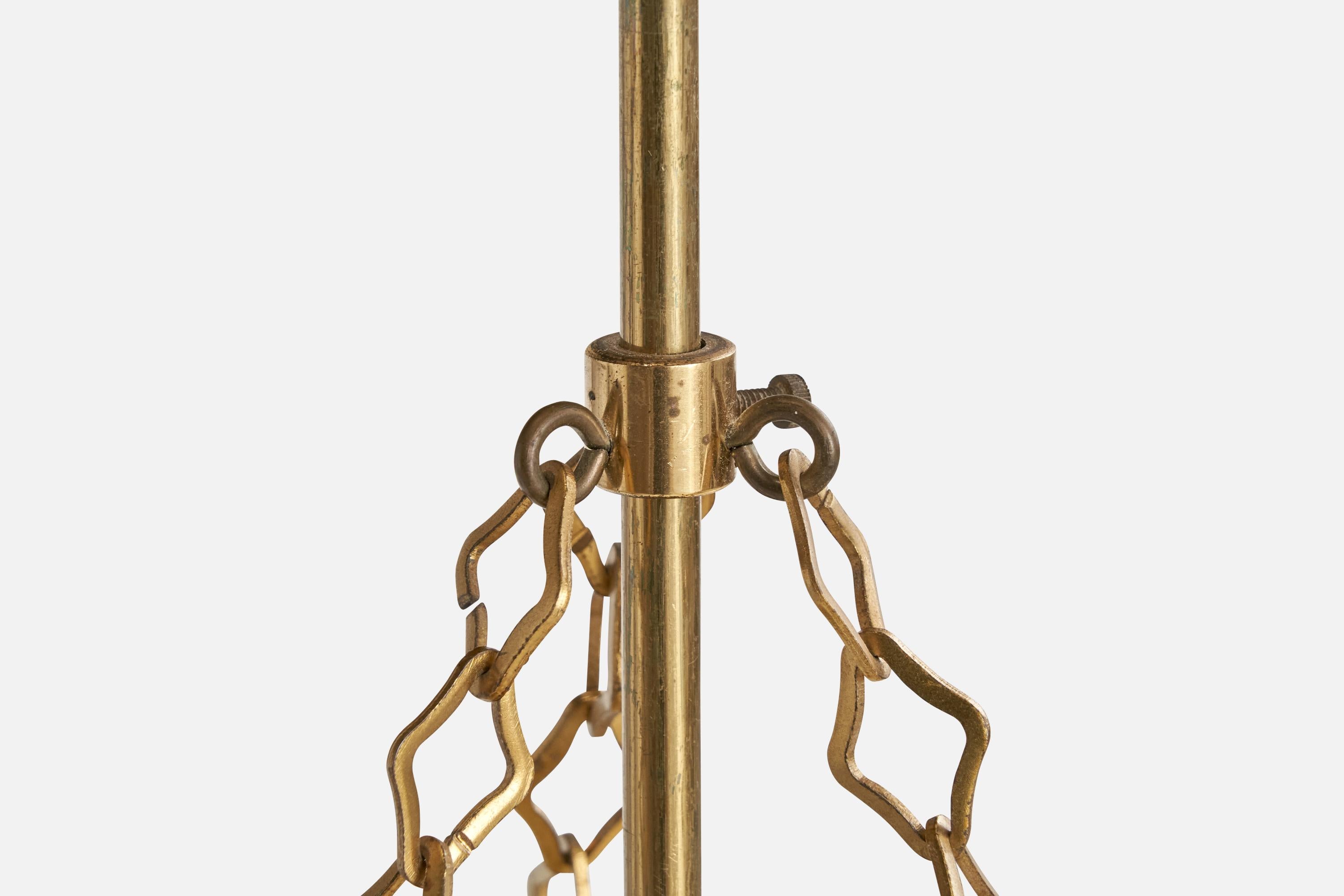 Designer svedese, lampada a sospensione, ottone, vetro, Svezia, anni '1950 in vendita 2
