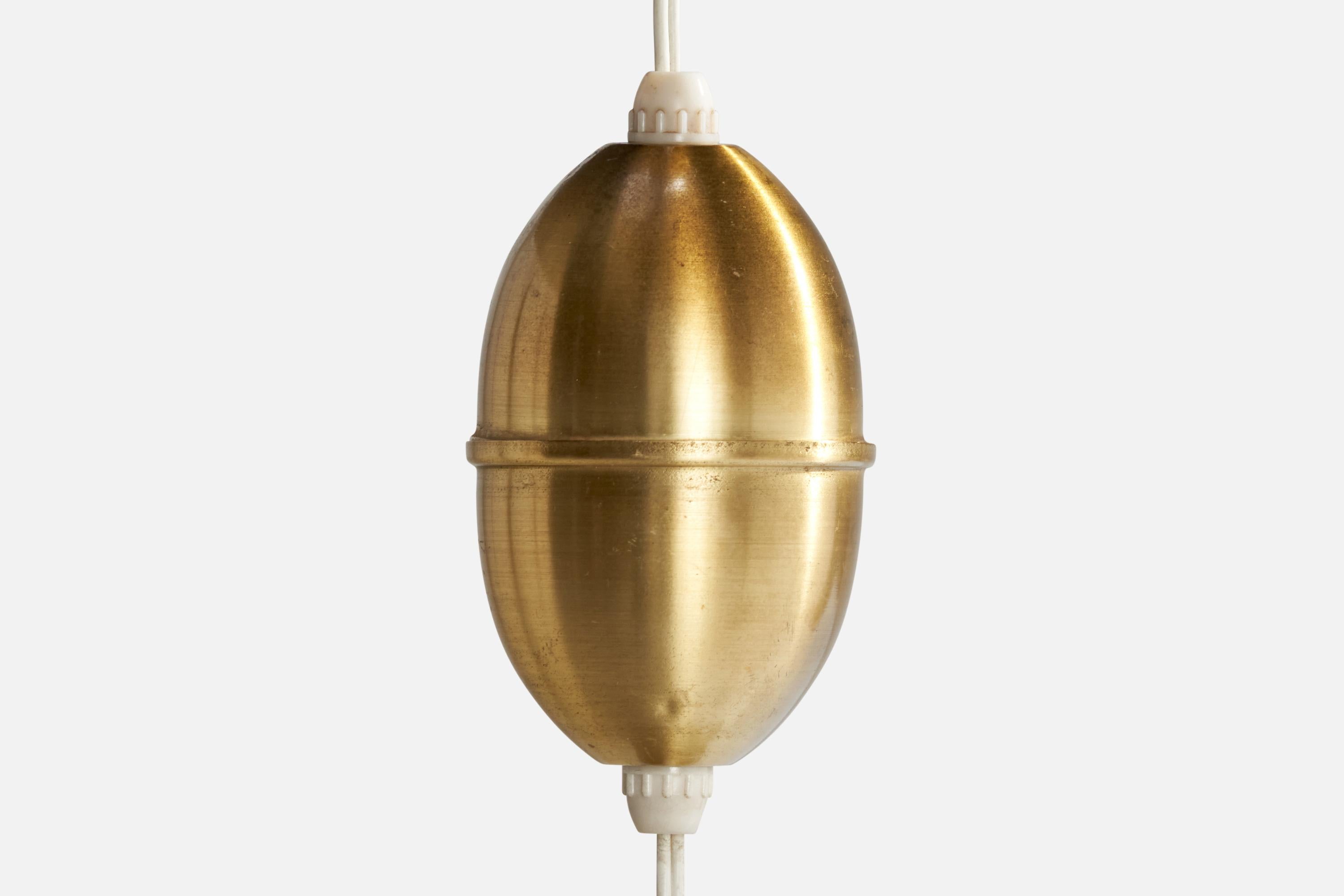 Designer svedese, lampada a sospensione, ottone, vetro, Svezia, anni '1950 in vendita 2