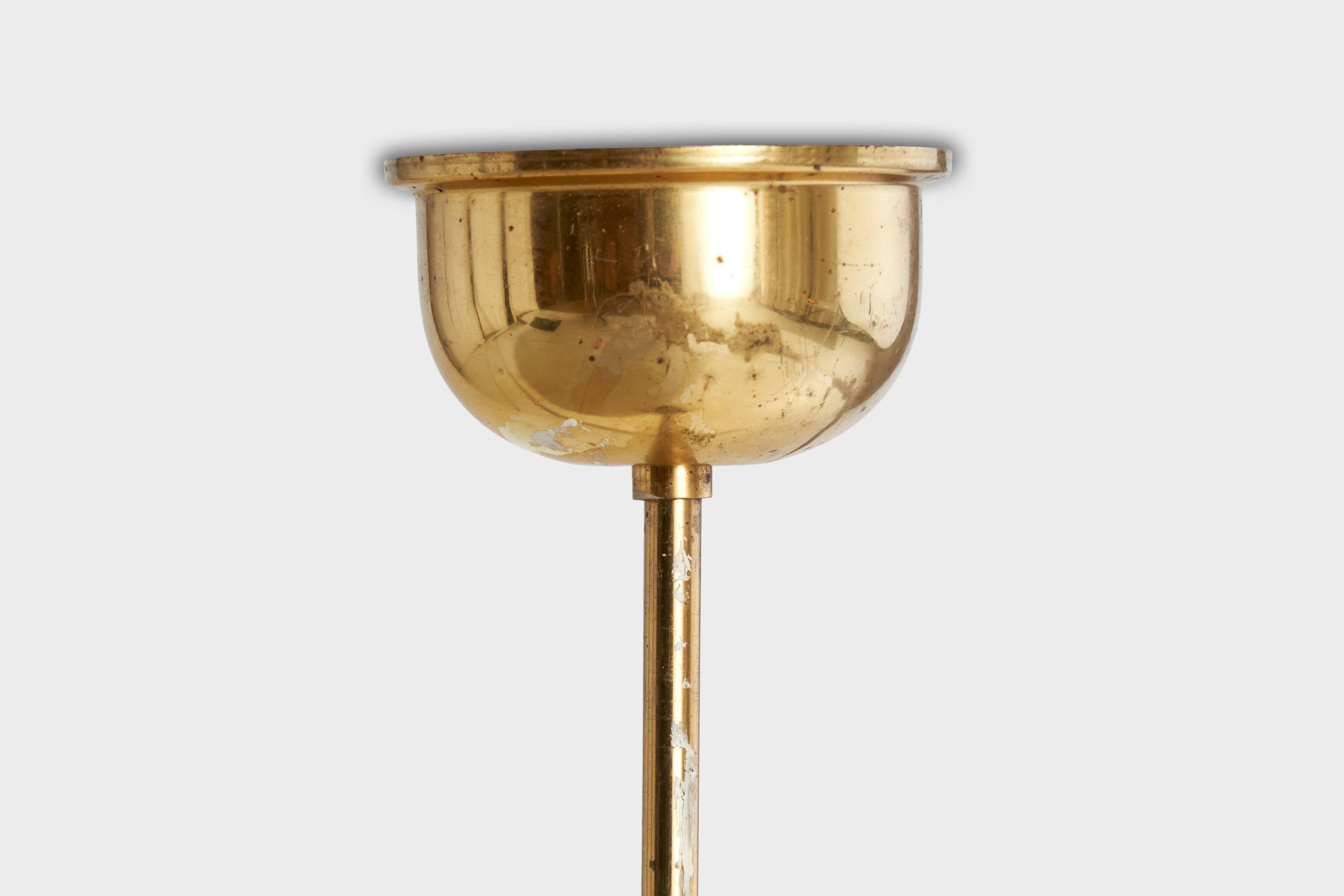 Designer svedese, lampada a sospensione, ottone, vetro, Svezia, anni '1950 in vendita 2