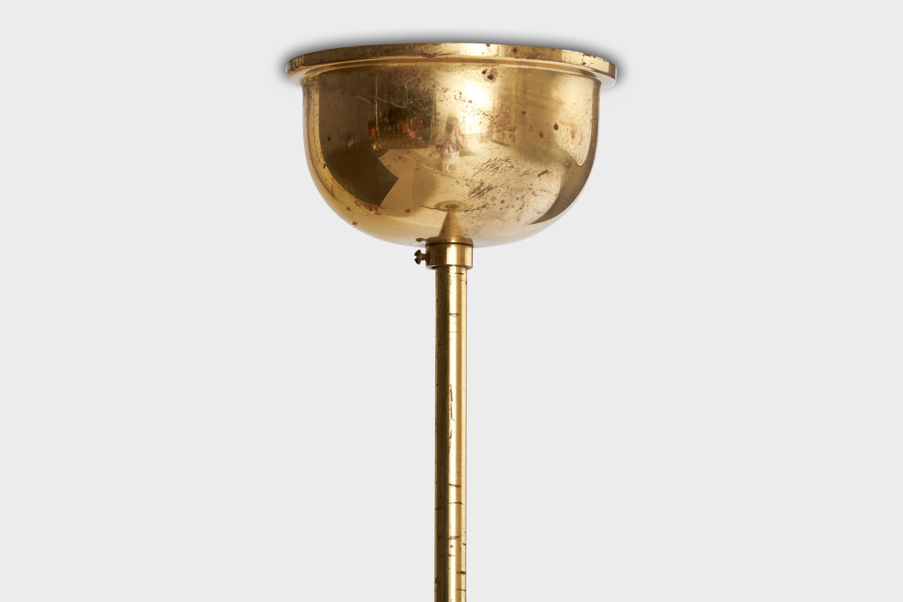 Designer svedese, lampada a sospensione, ottone, vetro, Svezia, anni '1950 in vendita 2