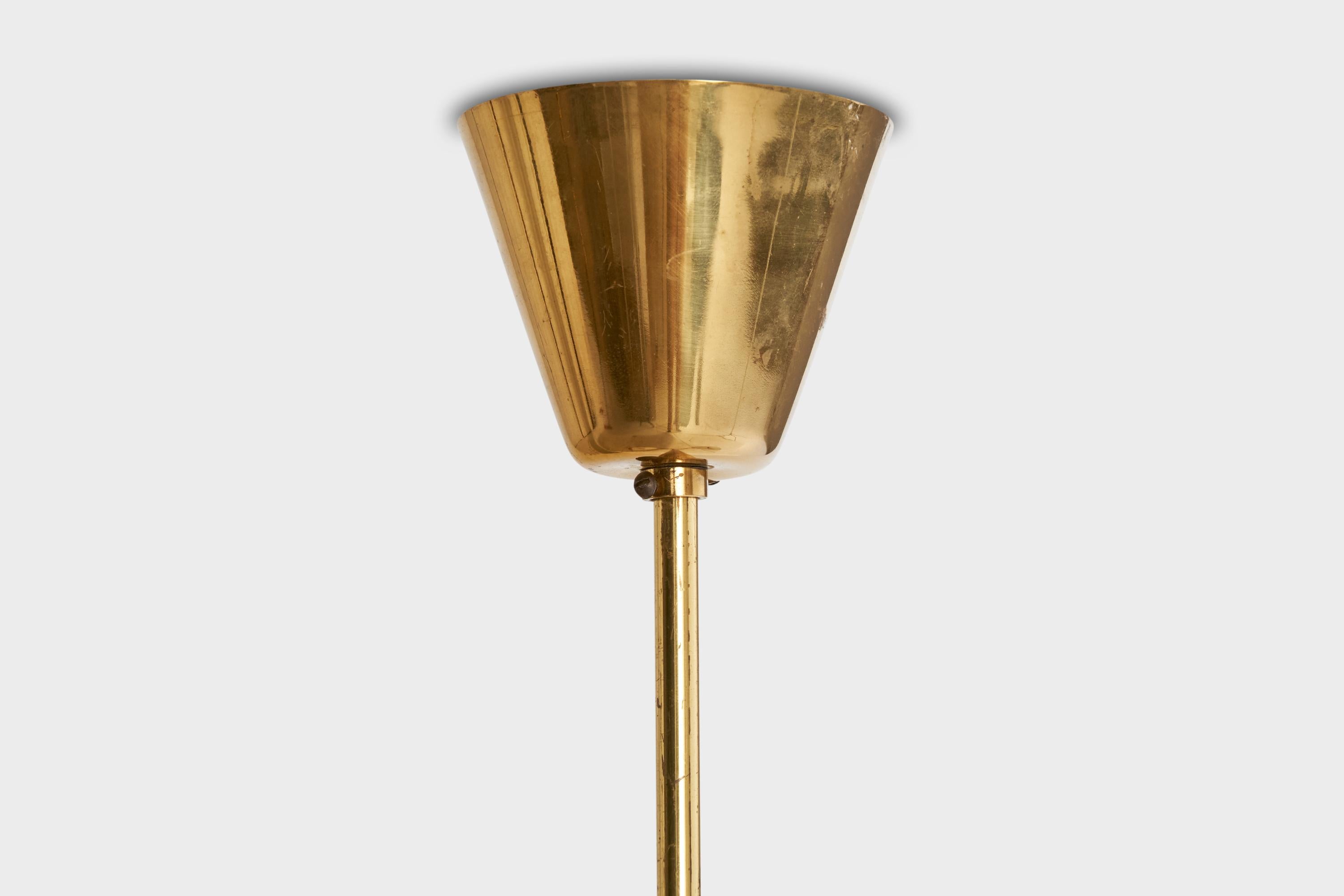 Design suédois, lampe à suspension, laiton, verre, Suède, années 1950 en vente 2