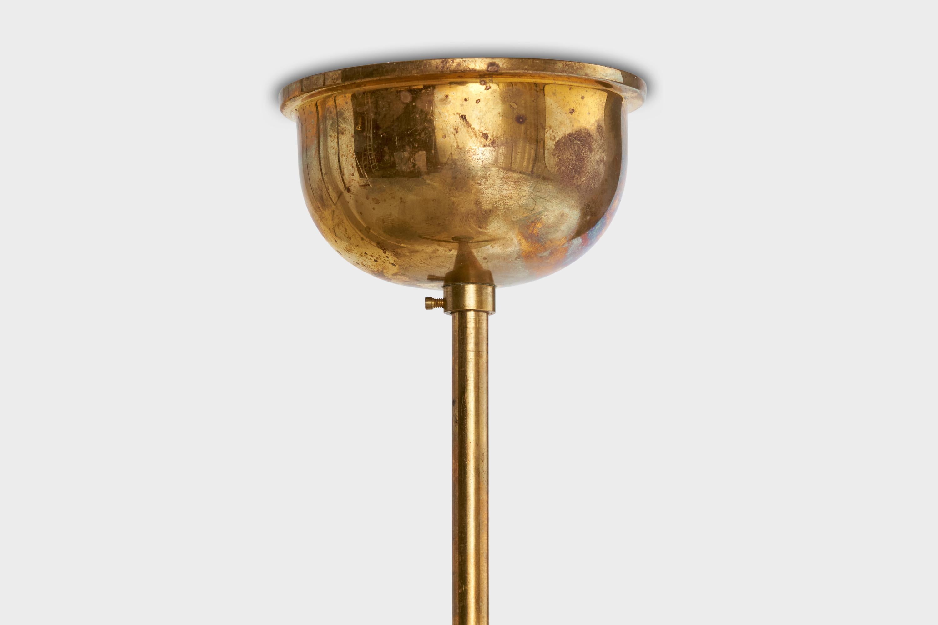 Designer svedese, lampada a sospensione, ottone, vetro, Svezia, anni '1950 in vendita 3