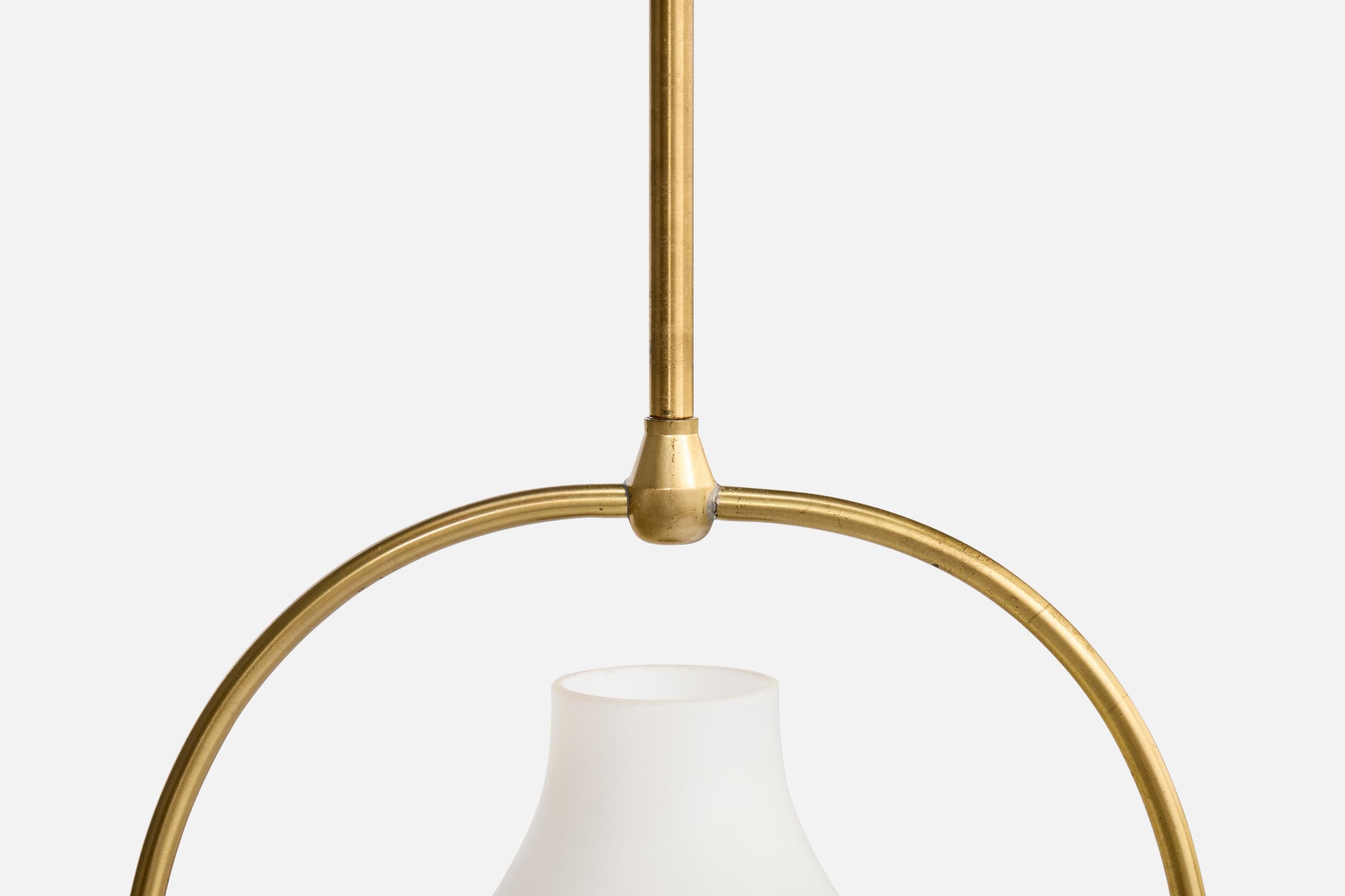 Design suédois, lampe à suspension, laiton, verre, Suède, années 1950 en vente 2