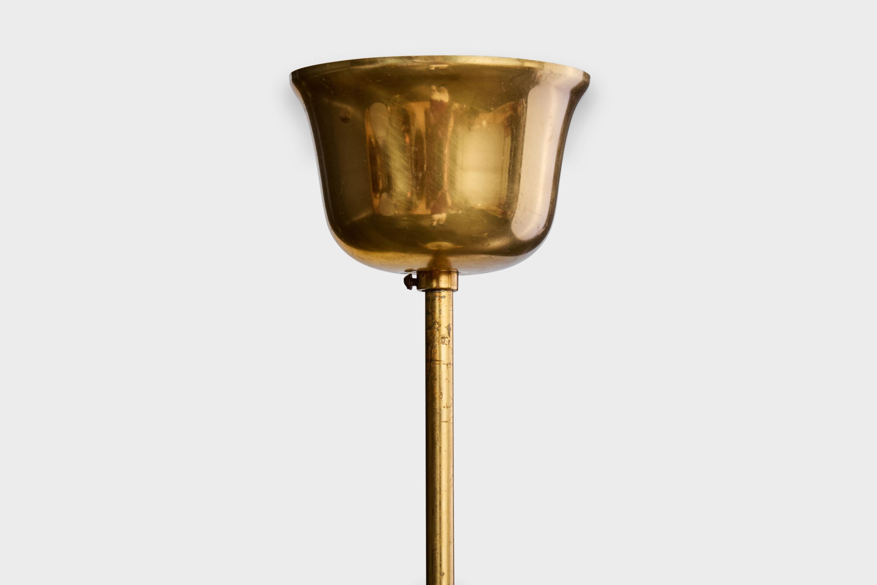 Schwedische Designer-Hängelampe, Messing, Glas, Schweden, 1950er Jahre im Angebot 4