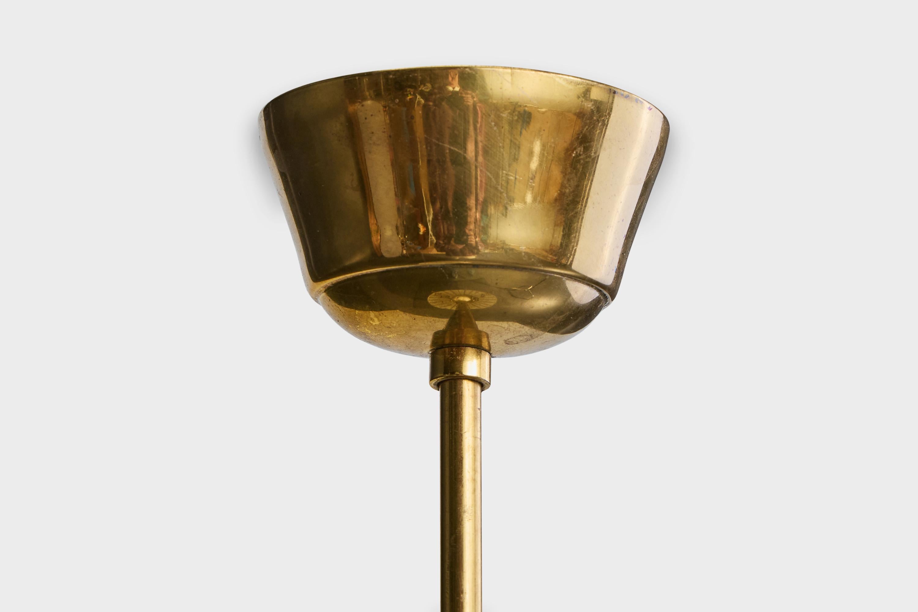 Designer svedese, lampada a sospensione, ottone, vetro, Svezia, anni '1950 in vendita 2