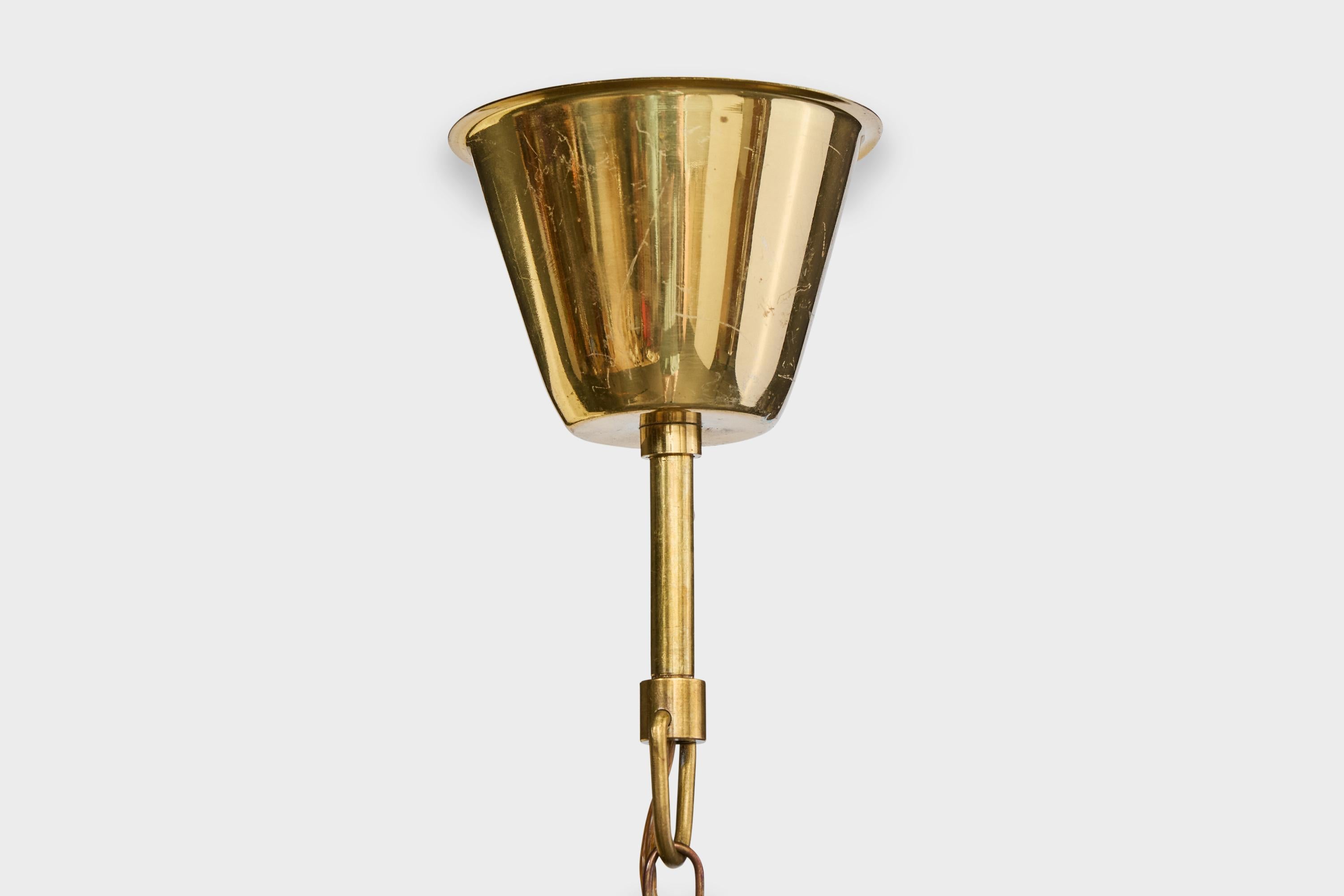 Designer svedese, lampada a sospensione, ottone, vetro, Svezia, anni '1950 in vendita 3
