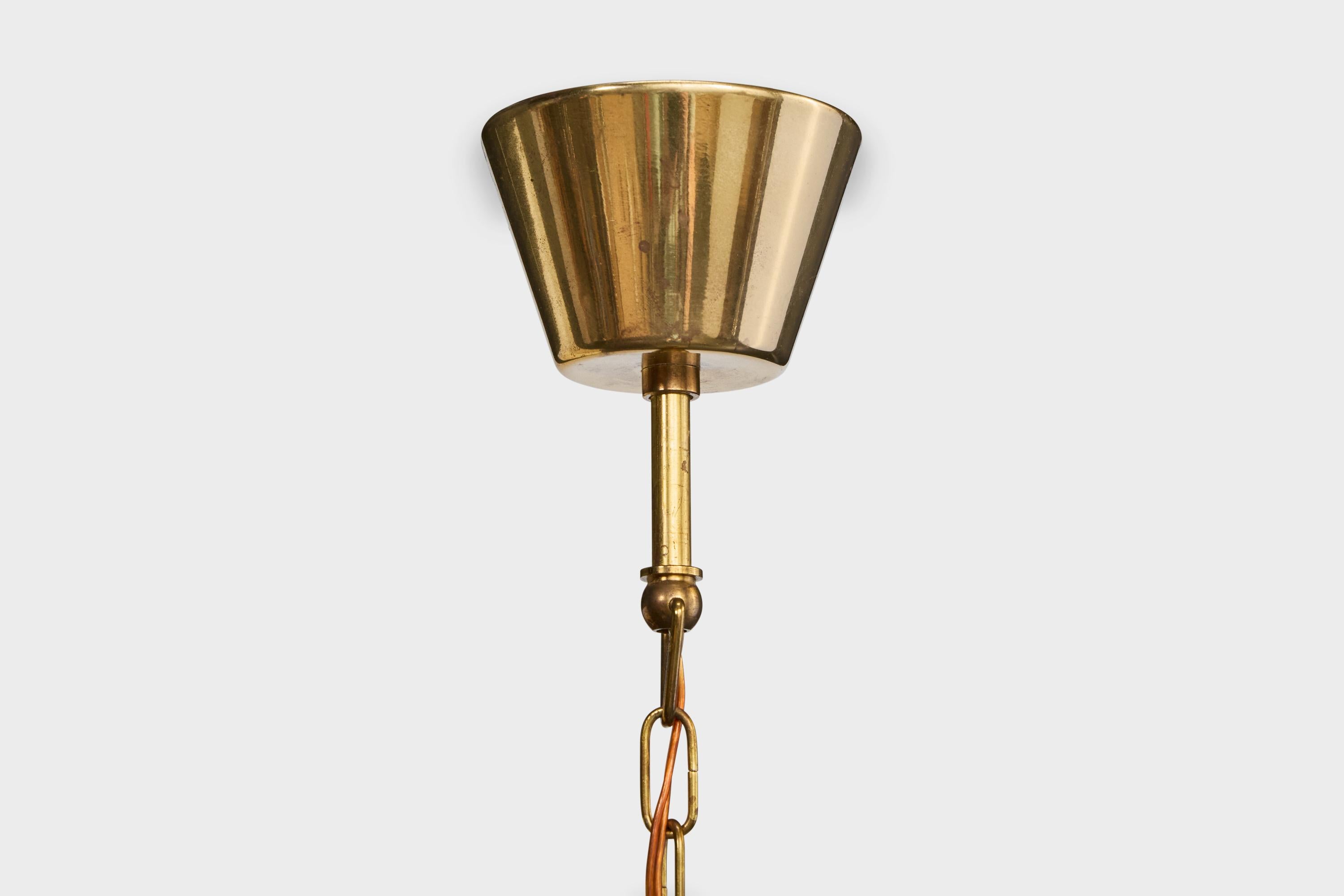 Designer svedese, lampada a sospensione, ottone, vetro, Svezia, anni '1950 in vendita 3