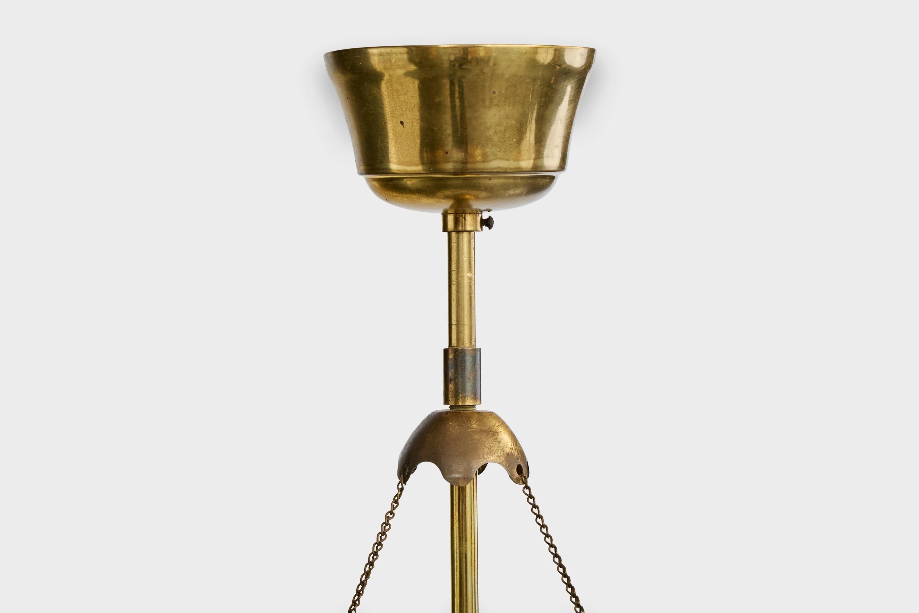 Design suédois, lampe à suspension, laiton, verre, Suède, années 1950 en vente 2