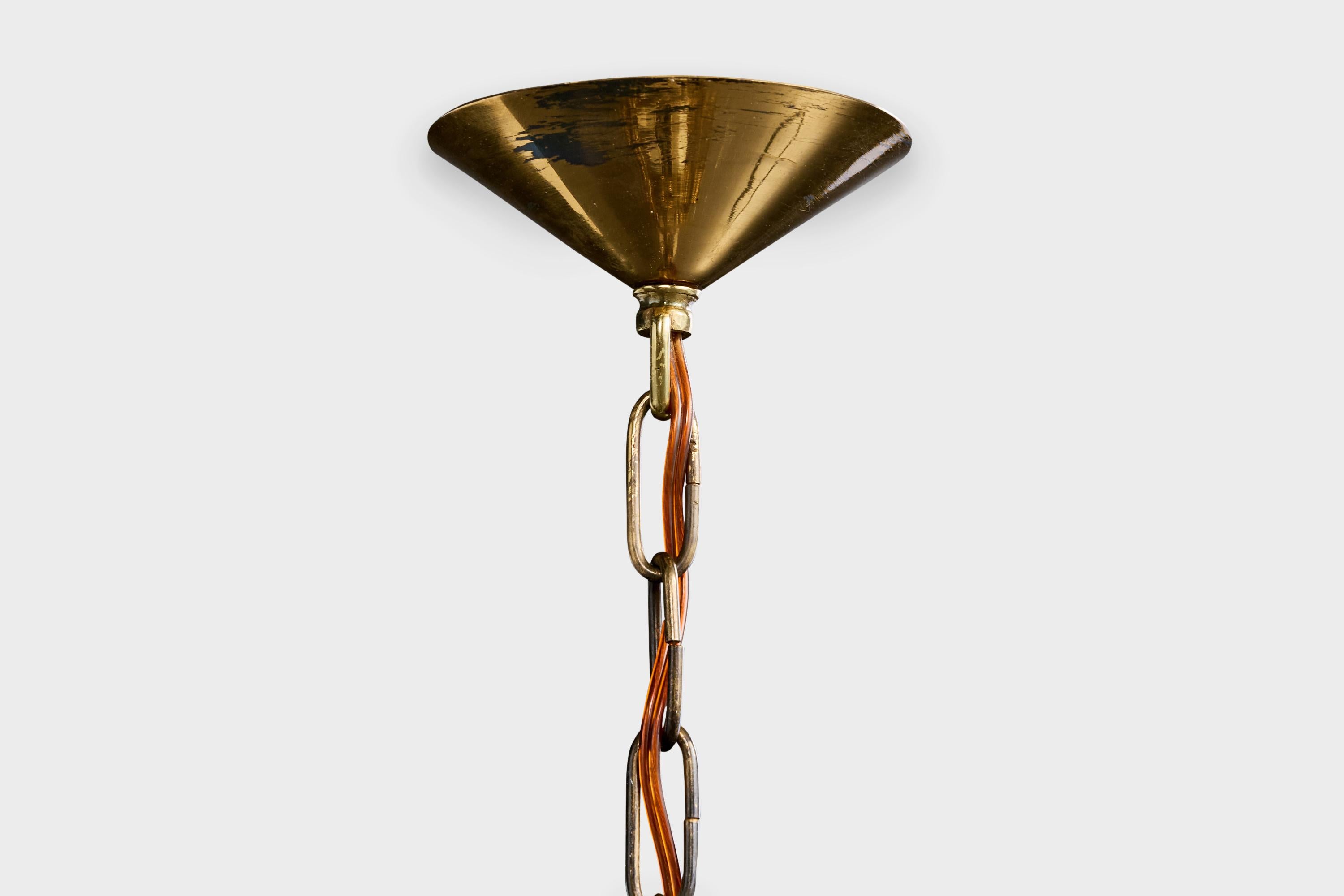 Design suédois, lampe à suspension, laiton, verre, Suède, années 1950 en vente 2