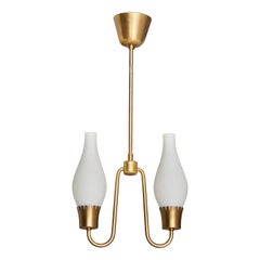 Designer svedese, lampada a sospensione, ottone, vetro, Svezia, anni '1950