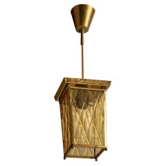 Design suédois, lampe à suspension, laiton, verre, Suède, années 1950
