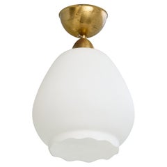 Swedish Designer, Pendant Light, Brass, Glass, Sweden, 1950s