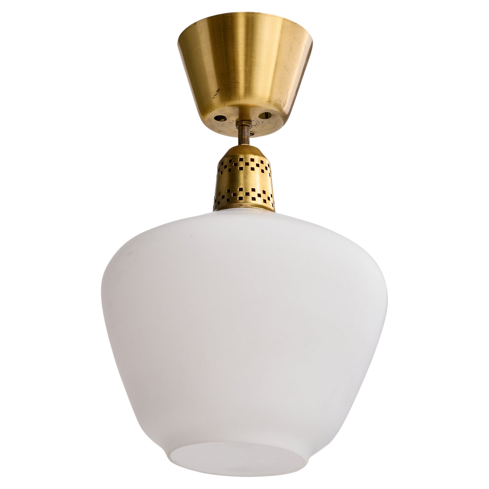 Schwedische Designer-Hängelampe, Messing, Glas, Schweden, 1950er Jahre
